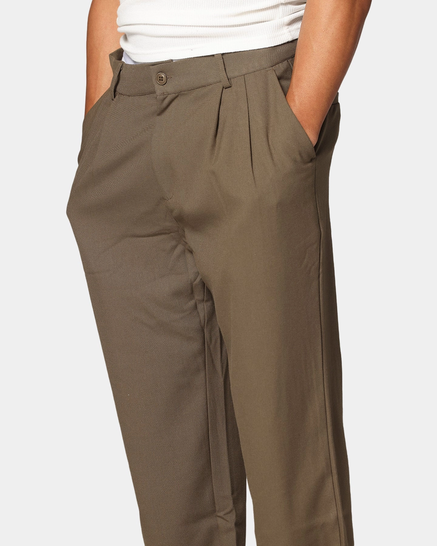 Fitted waist Cozy and Soft Carre Atlas Wide Leg Pants Khaki