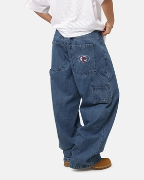 Carre Baggy Carpenter Jeans Mid Blue Denim Basic Outfit Shopping Day Street Fashion Textured