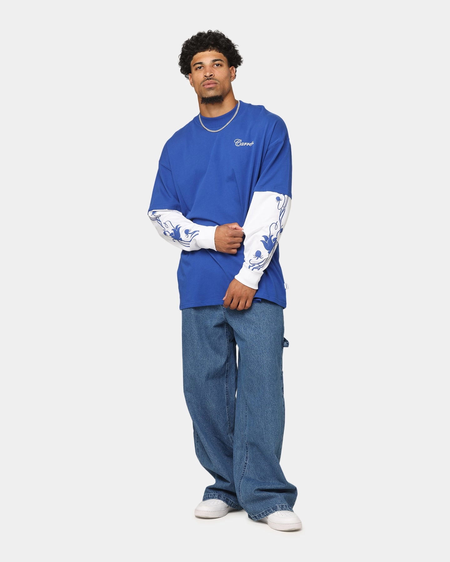 Anywhere Fit Carre Baggy Carpenter Jeans Mid Blue Denim