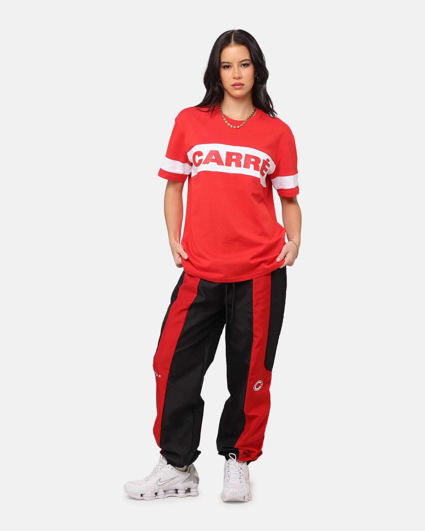 Carre Bars T-Shirt Red/White NonRestrictive Cut Comfort and Fit