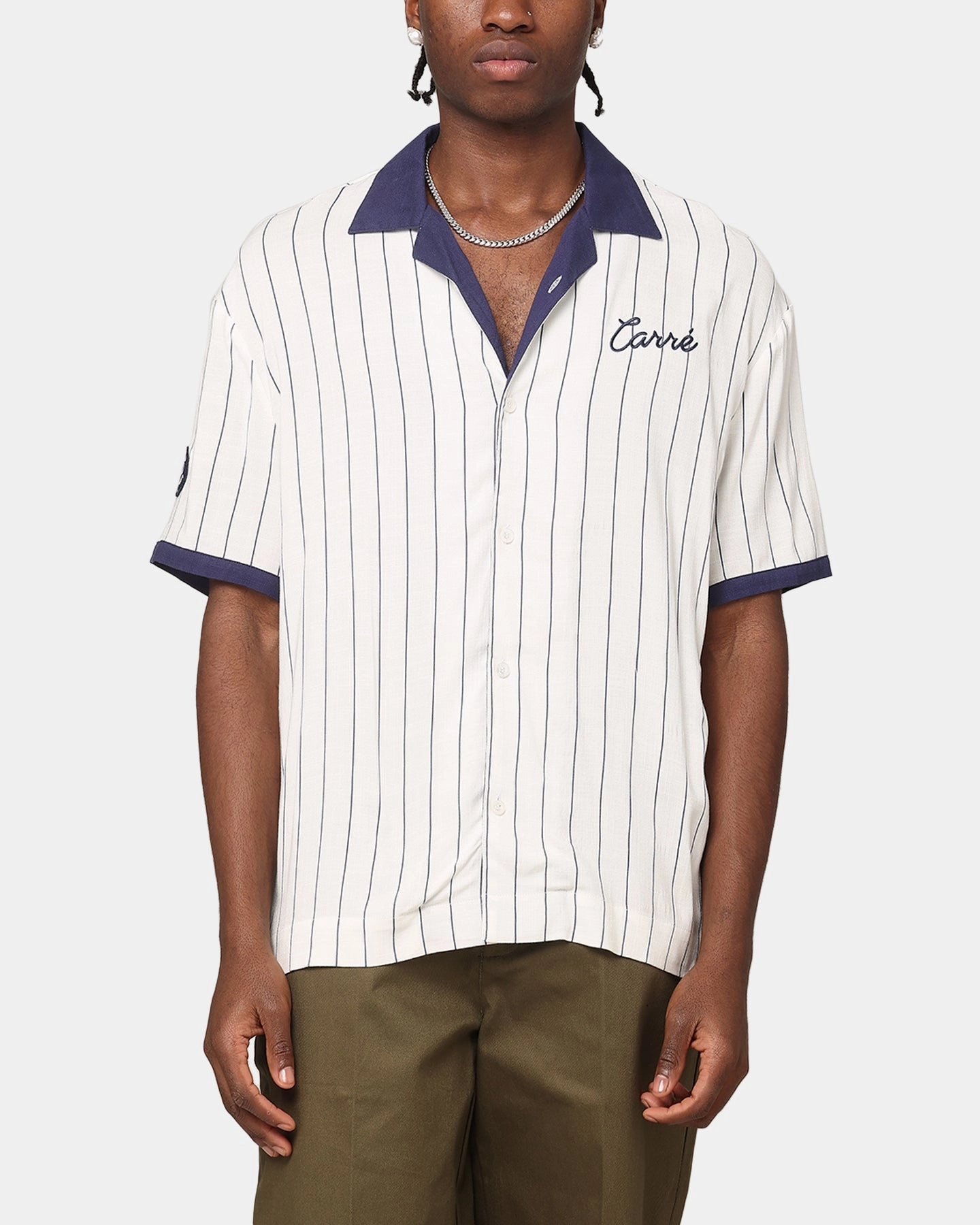 Carre Base Short Sleeve Button Up Shirt Off White Budget Friendly Relaxed Silhouette