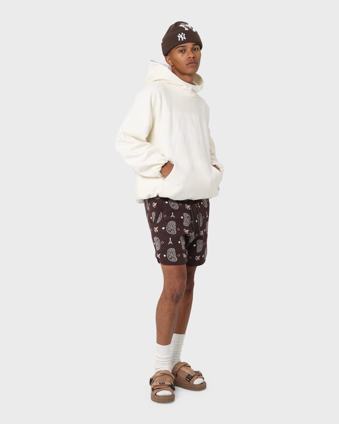 Carre Big Bandana Knitted Shorts Dark Brown khaki shorts Wrinkle Resistant Finish