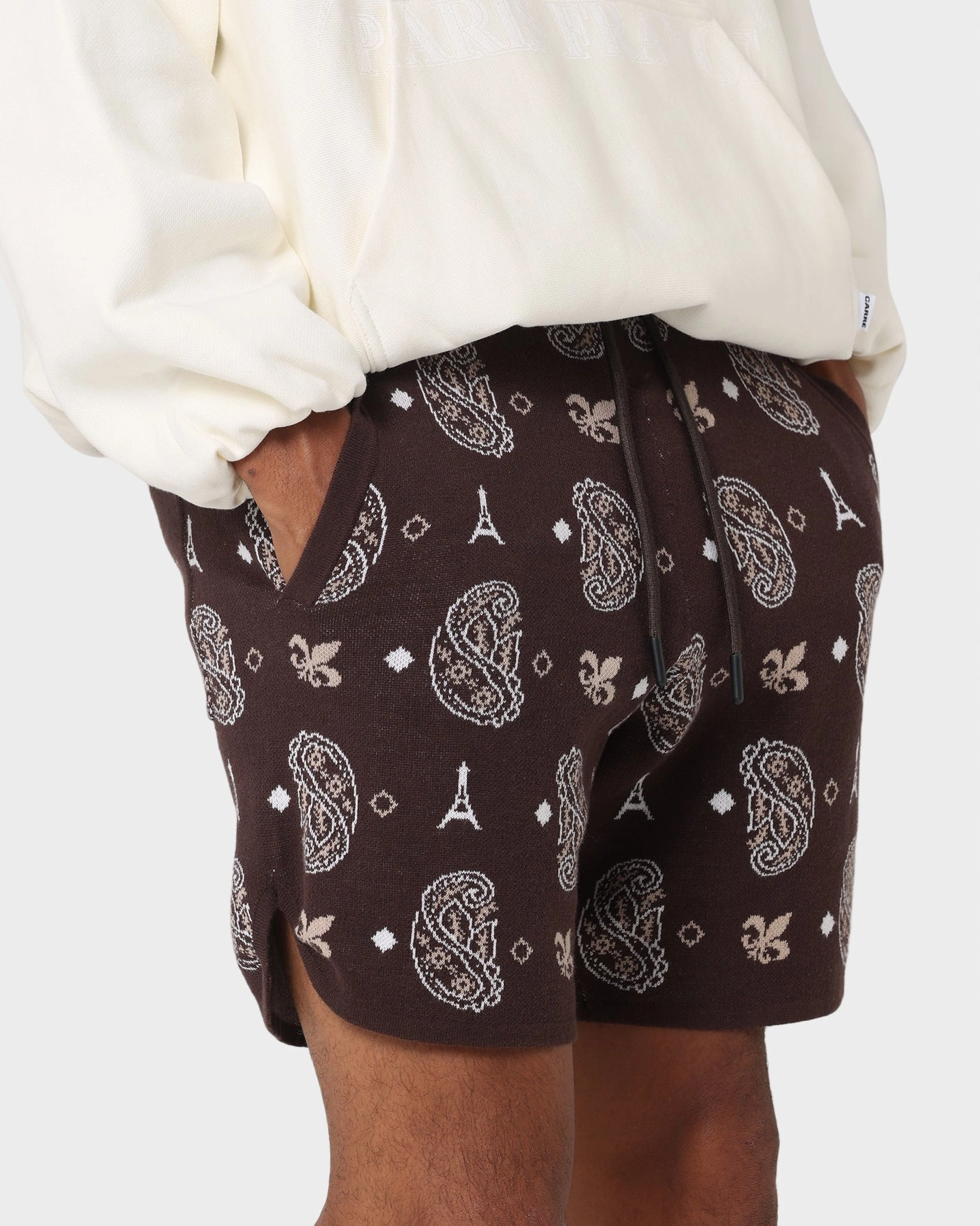 Carre Big Bandana Knitted Shorts Dark Brown Unisex Design