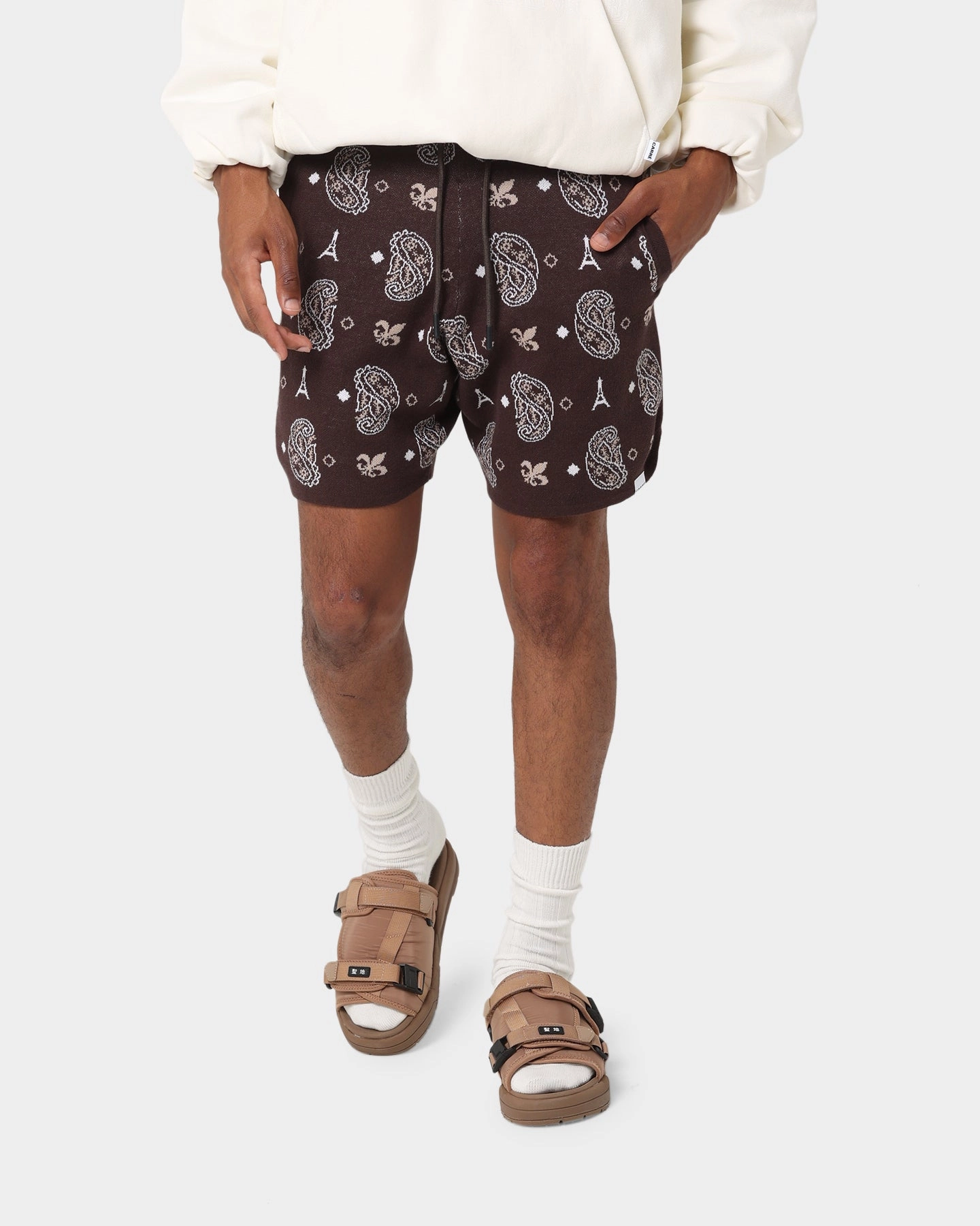 Carre Big Bandana Knitted Shorts Dark Brown Modern Cut