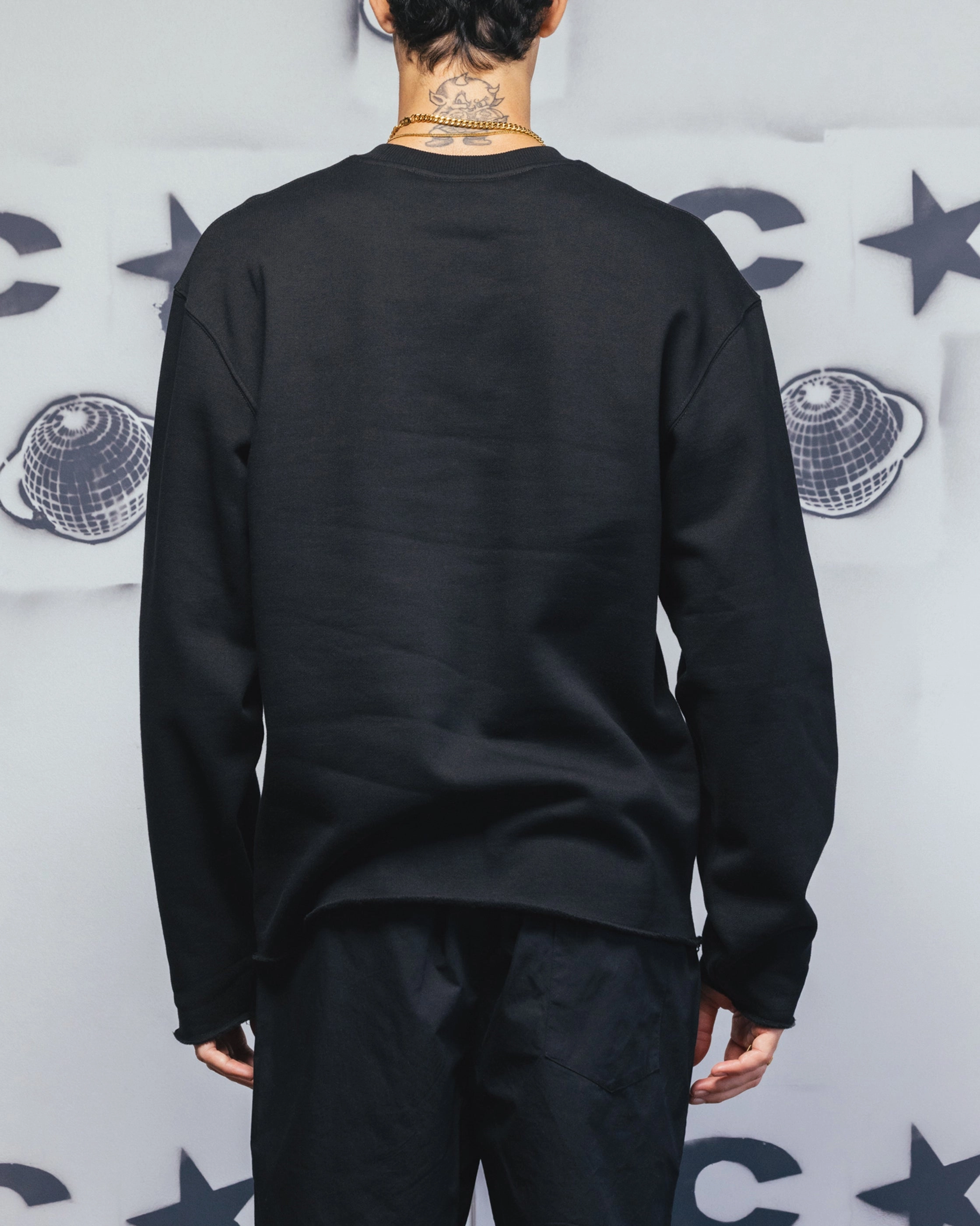 Carre Blackout Crewneck Black Eco Friendly Textile