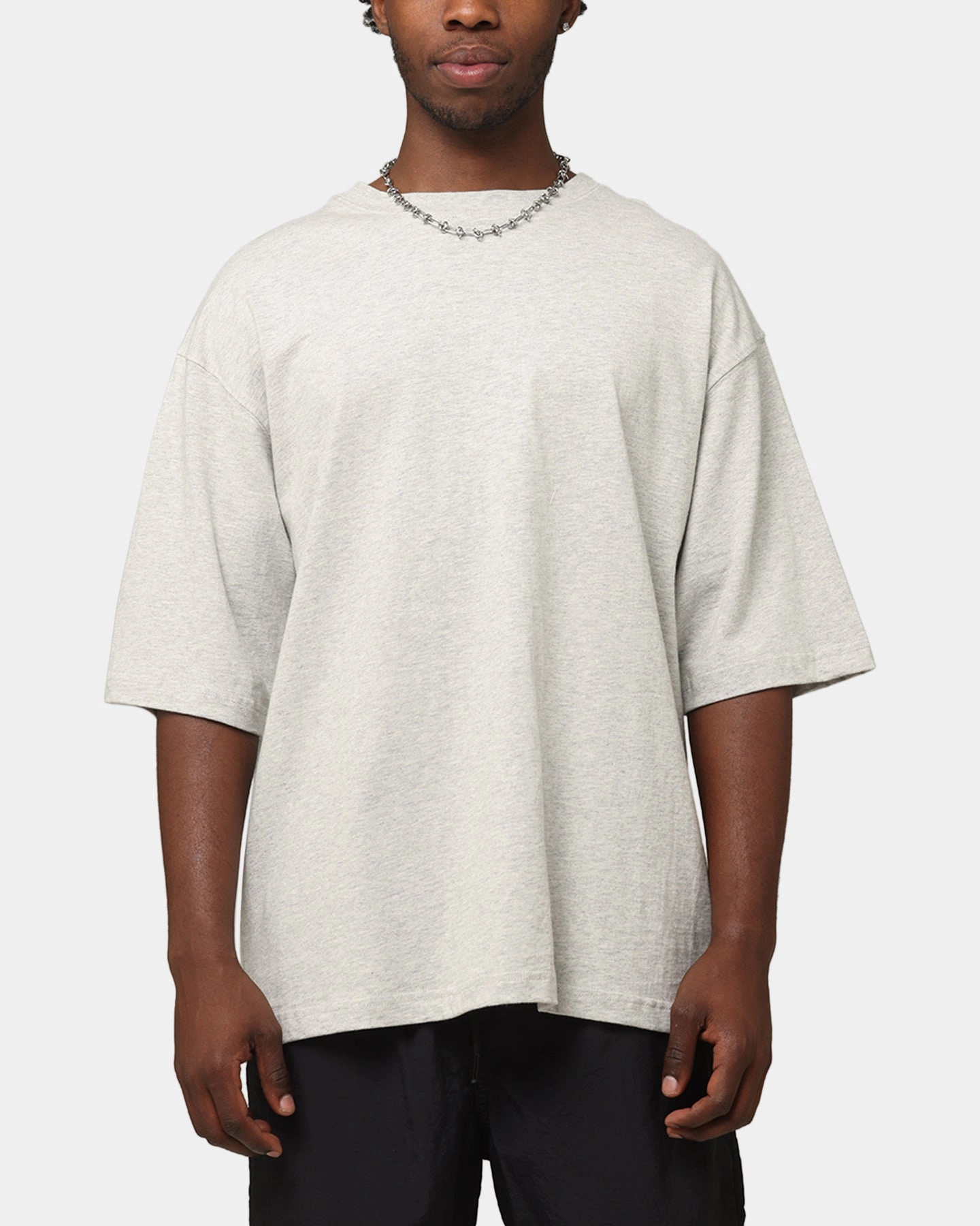 Midweight Knit Functional Side Gussets Carre Blanc Boxy T-Shirt Grey Marle