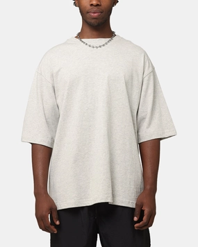 Midweight Knit Functional Side Gussets Carre Blanc Boxy T-Shirt Grey Marle