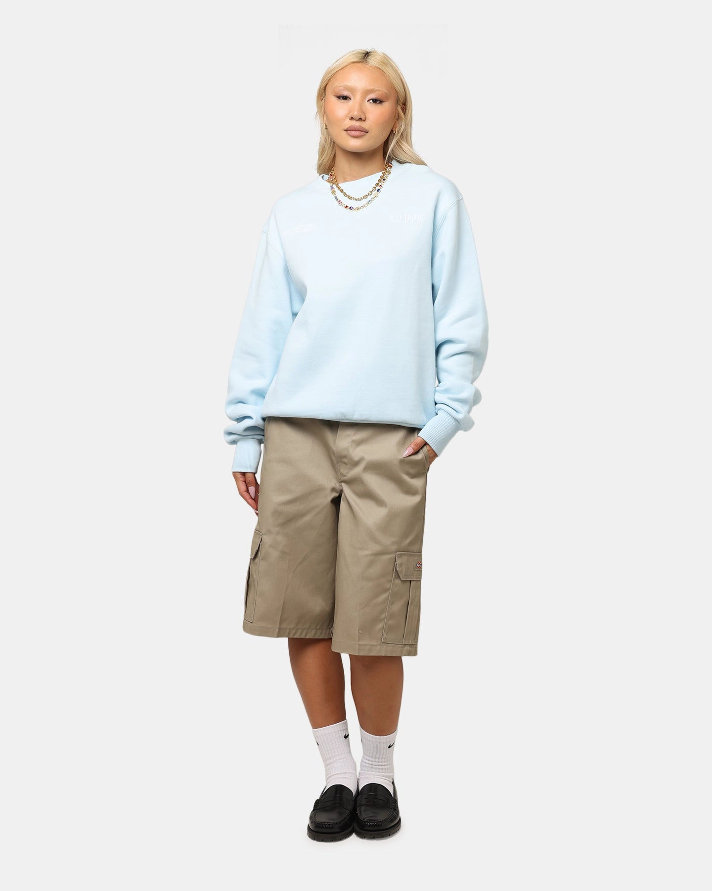 Adjustable Hem Cords Rainy Day Option Carre Bloom Crewneck Light Blue