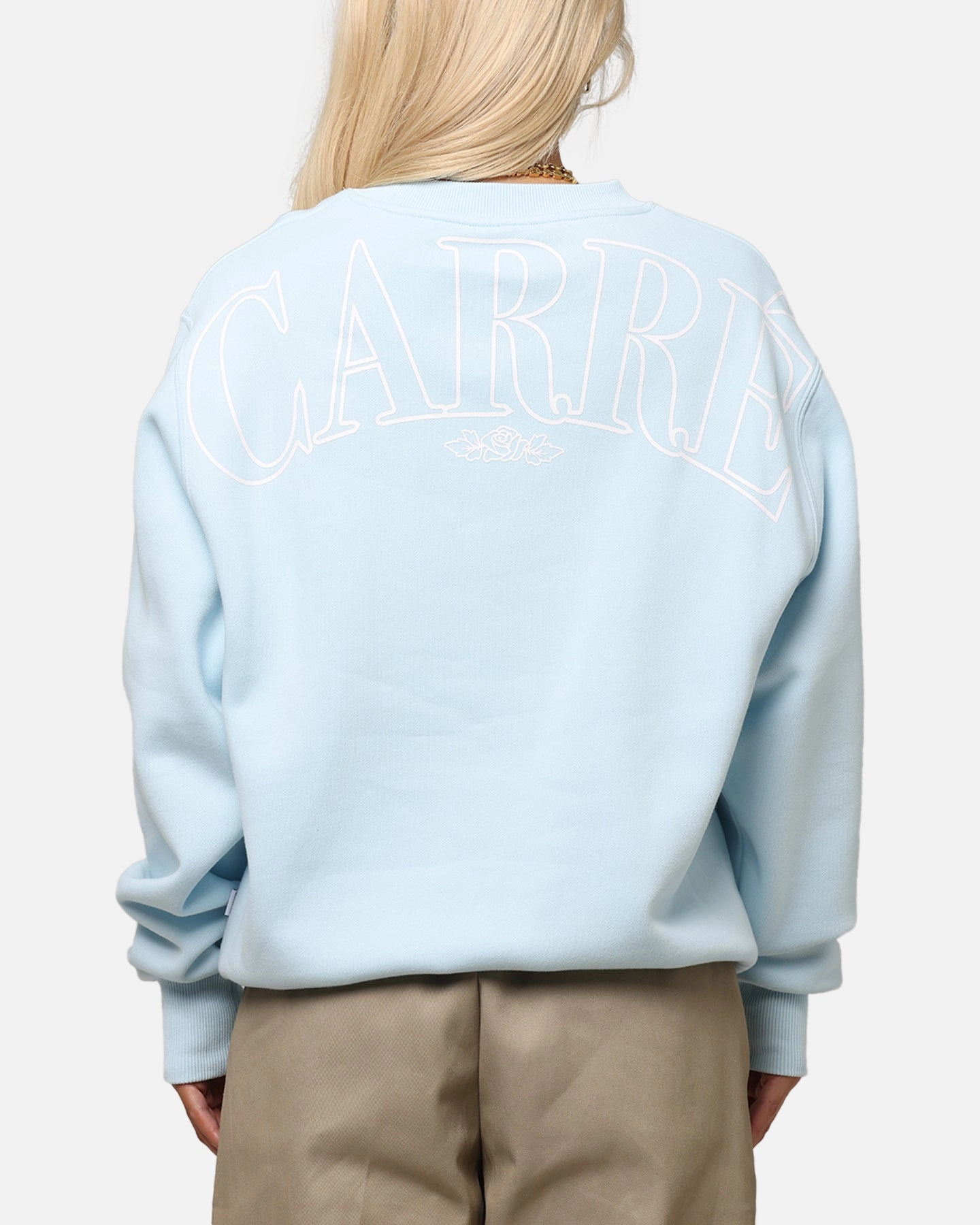 Hooded Comfort Fit Stain Proof Carre Bloom Crewneck Light Blue