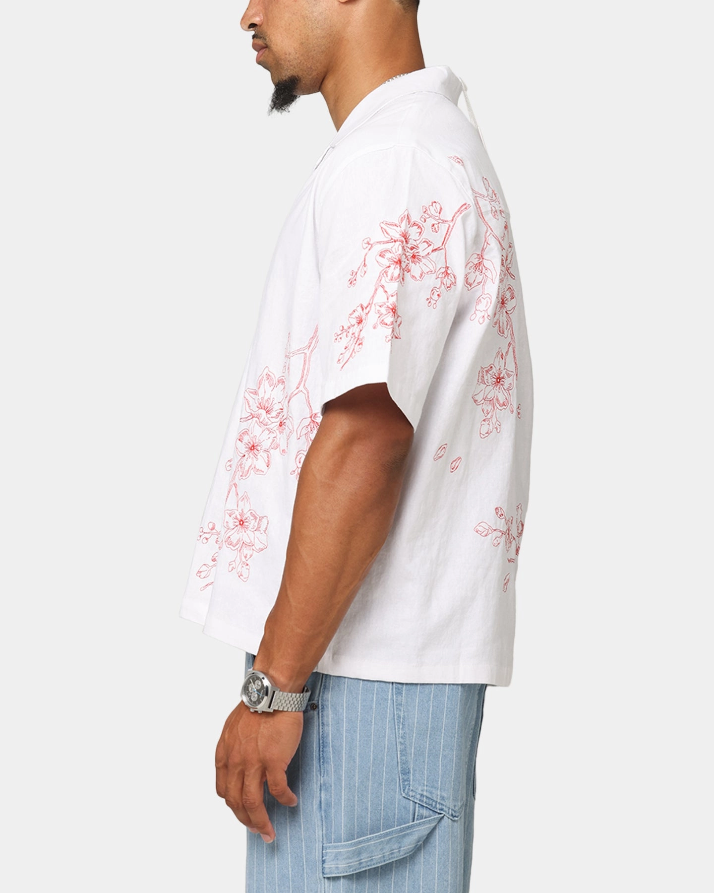 Petite Option Carre Blossom Button Up Shirt White/Red