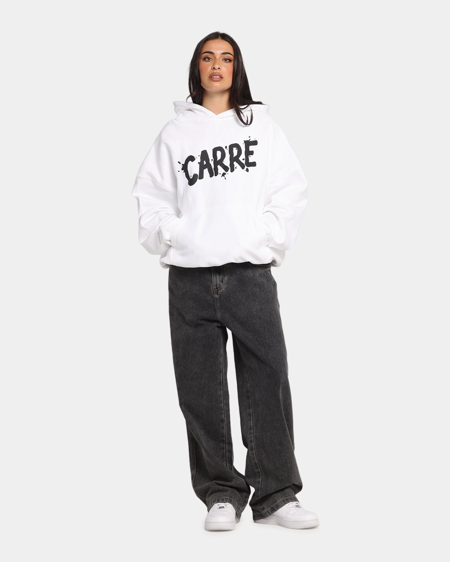 Moisture Wicking Lining Signal Carre Blotted Hoodie White