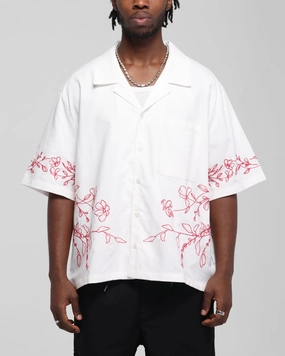 Casual Hangout Carre Botanica Button Up Shirt Off White