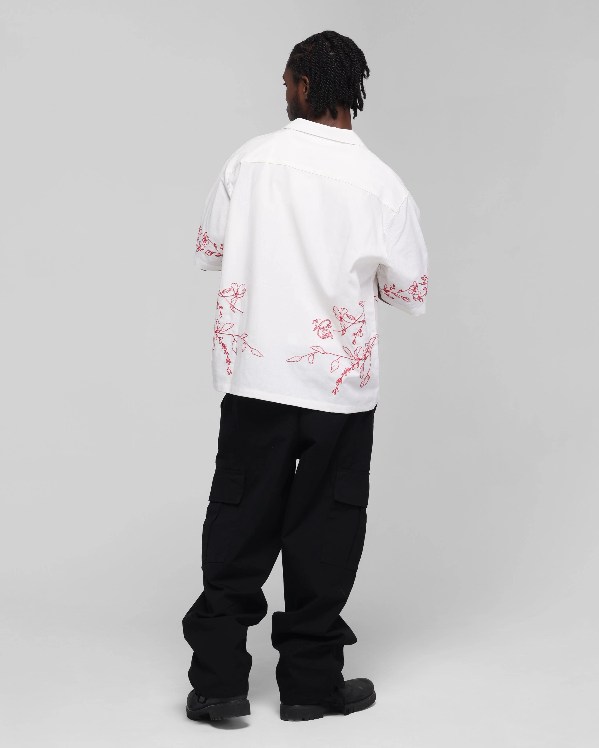 Smooth Stitch Pattern Modern Fit Carre Botanica Button Up Shirt Off White