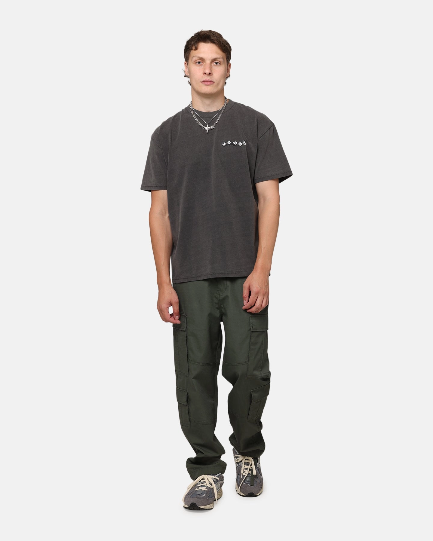 Unisex Essential Casual Carre Break T-Shirt Black Wash
