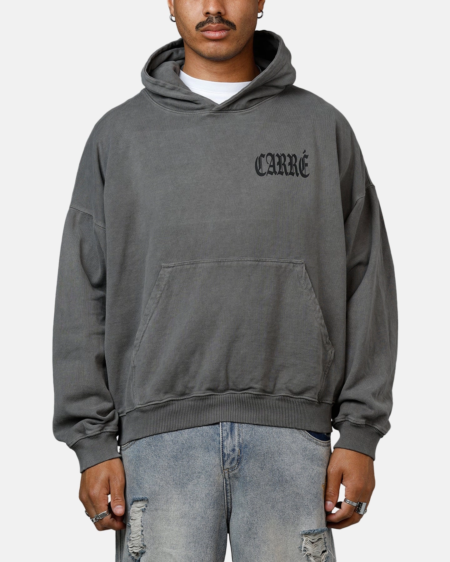 Carre Bulldog Premium Hoodie Washed Charcoal Eye - Catching