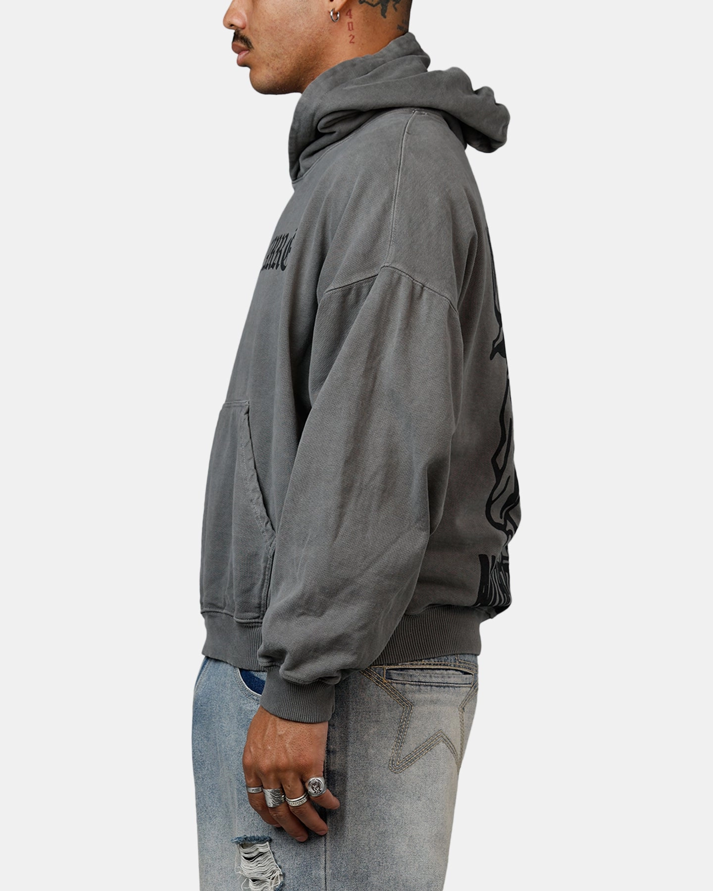 Hidden Zipper Closure special - occasion wear Carre Bulldog Premium Hoodie Washed Charcoal
