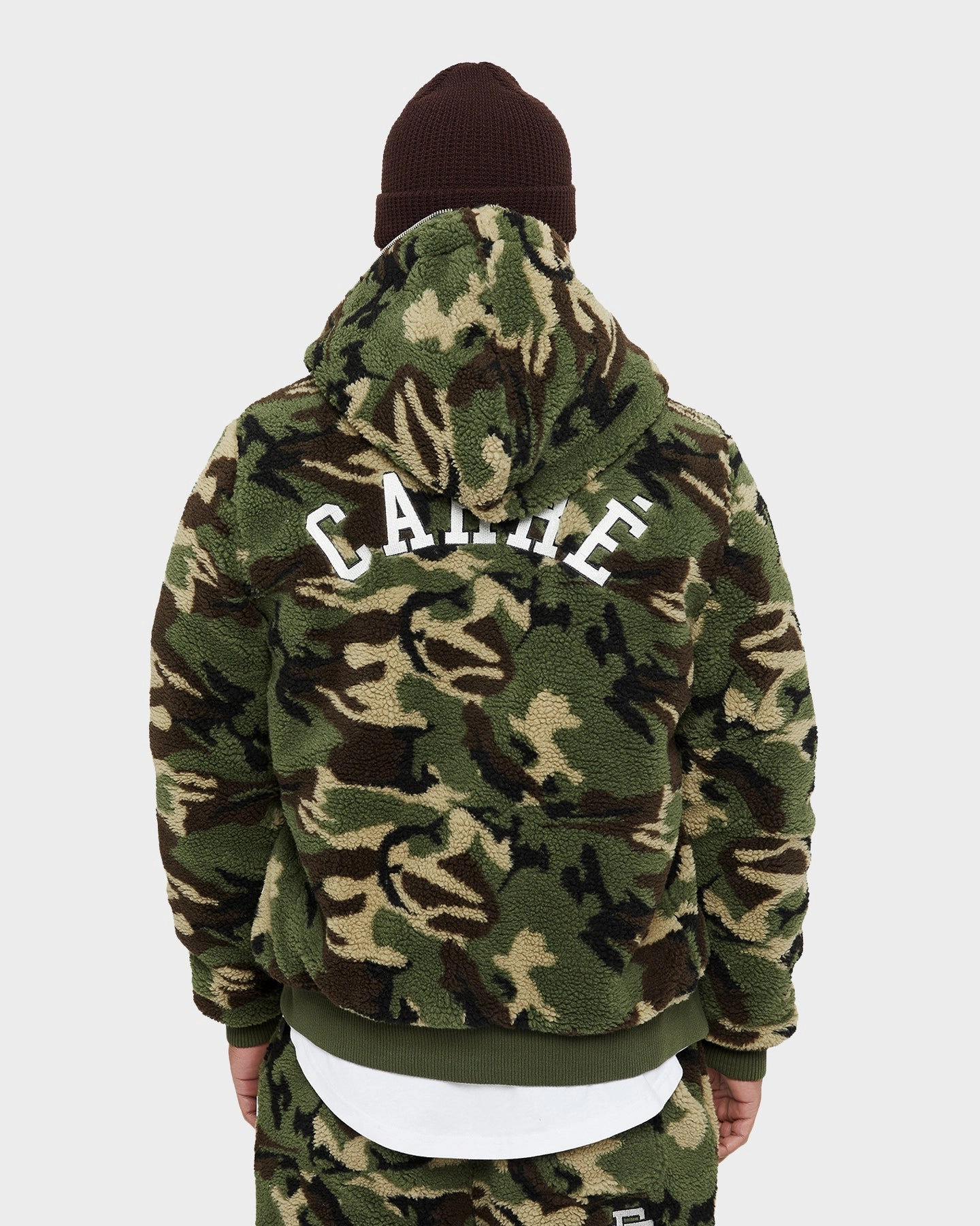 Carre C-Class Polar Fleece Zip Up Jacket Woodland Camo Foldable Collar Design