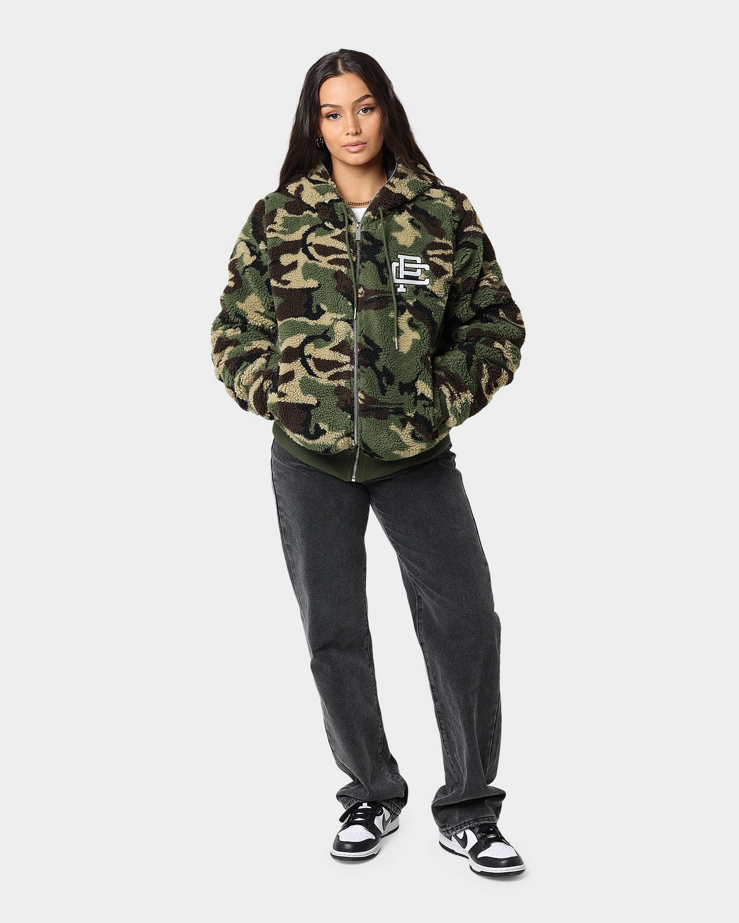 Carre C-Class Polar Fleece Zip Up Jacket Woodland Camo Classic Comfort