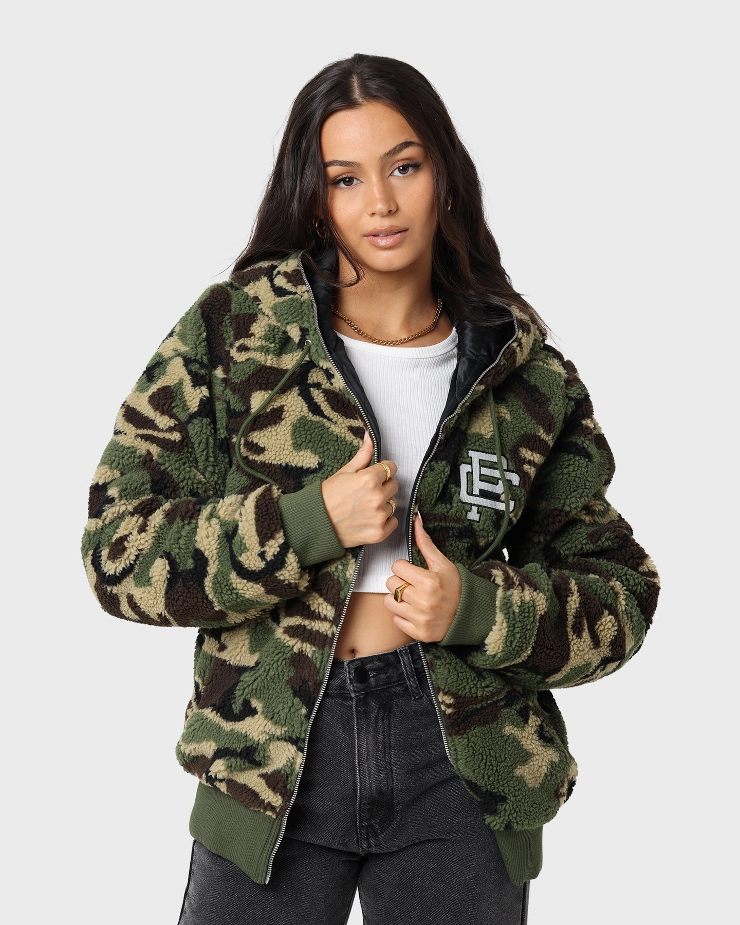 activity Relationship Carre C-Class Polar Fleece Zip Up Jacket Woodland Camo