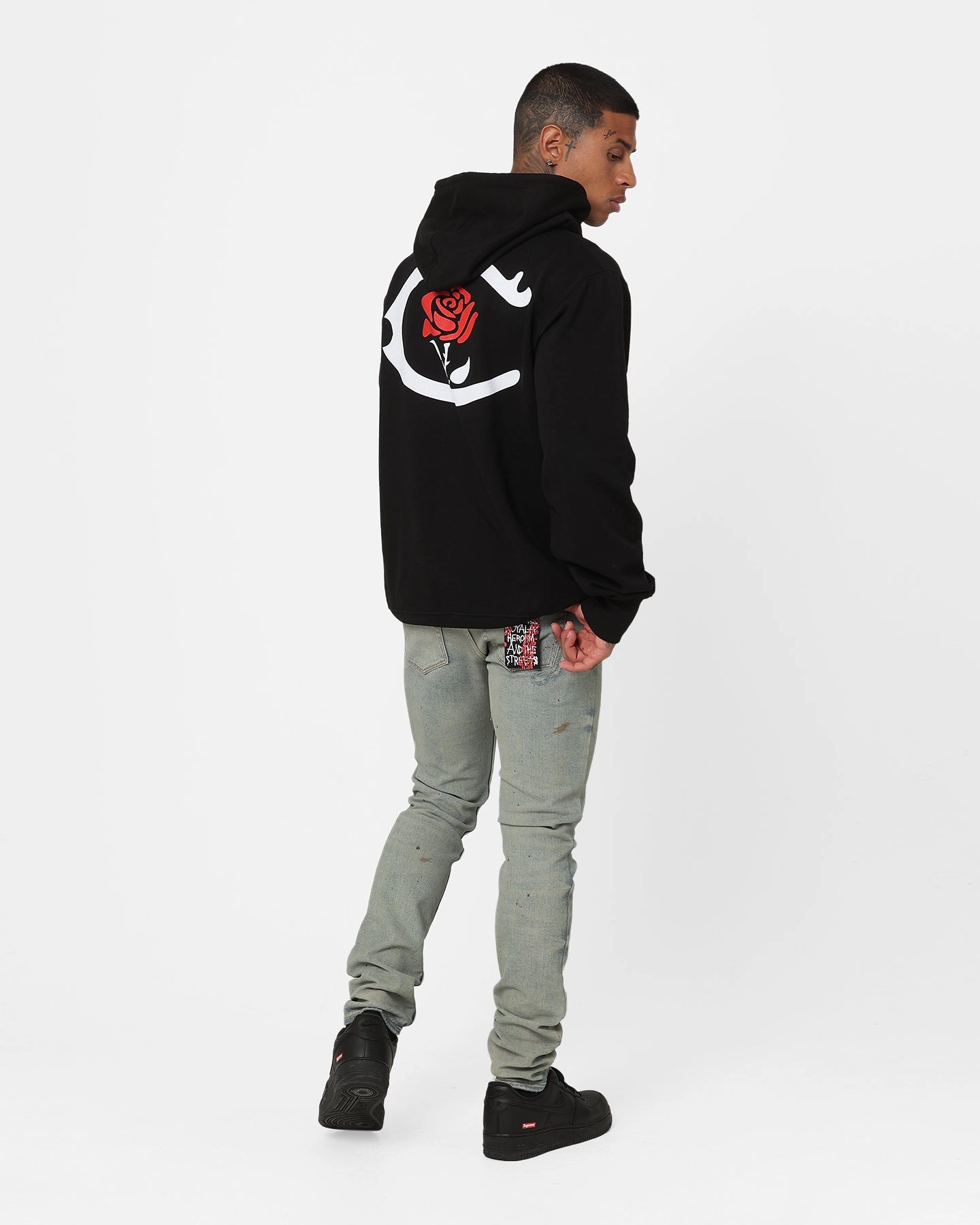 Fearlessness Three Layer Laminate Carre C-Rosa Classic Hoodie Black
