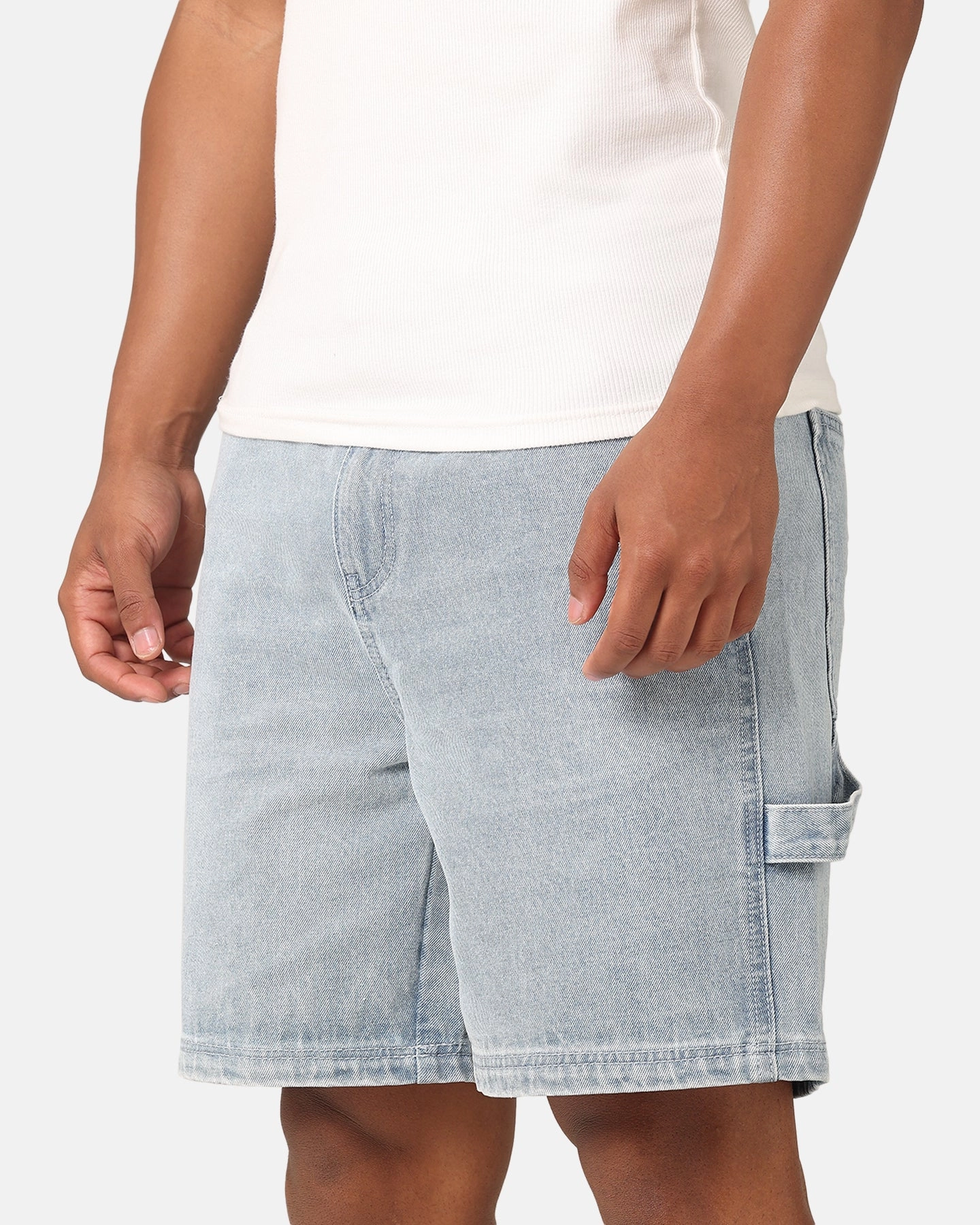 Carre C-Star Denim Shorts Light Wash Blue Abrasion Proof Fabric stripe design