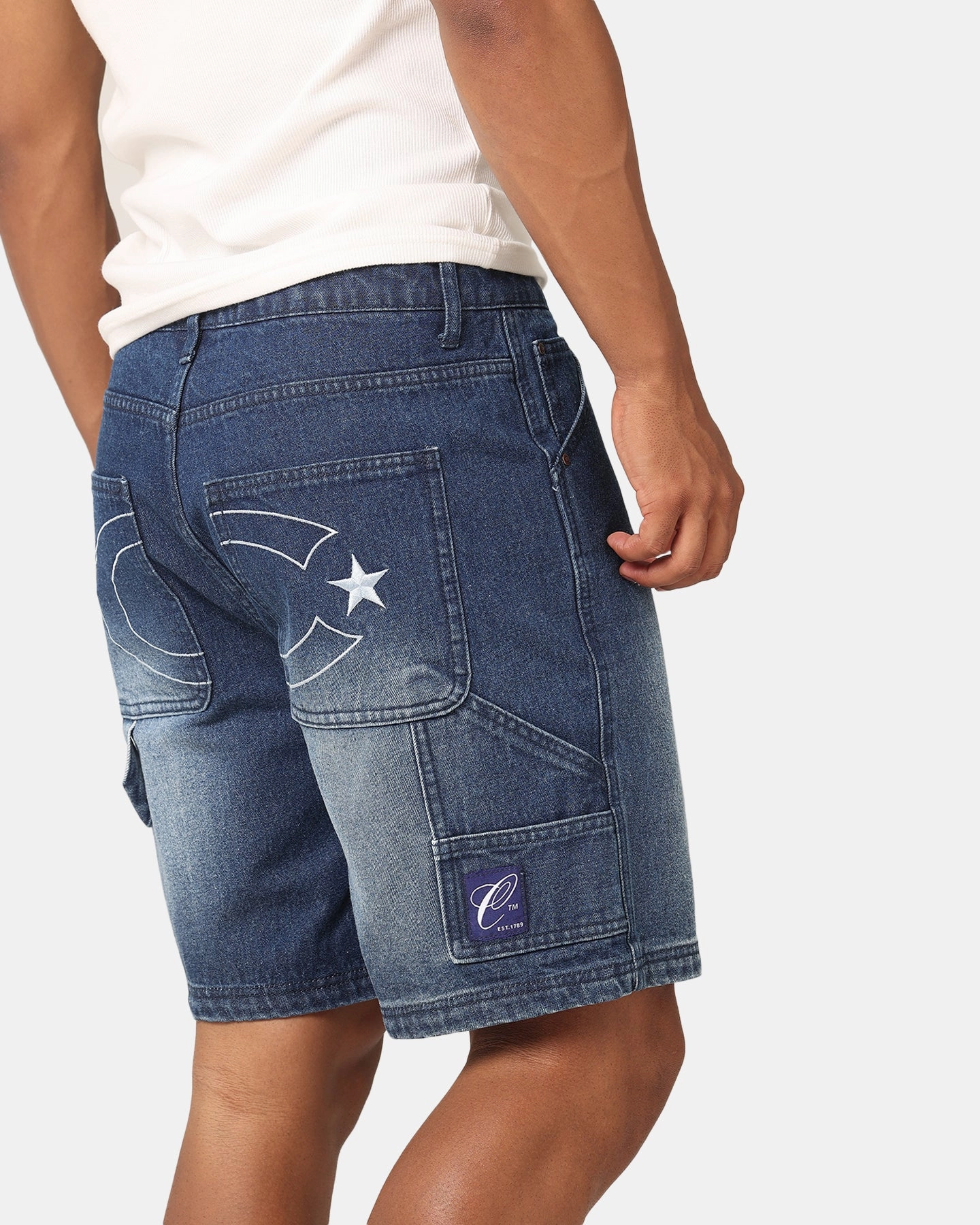 Odor Resistant Treatment Carre C-Star Denim Shorts Mid Blue Denim