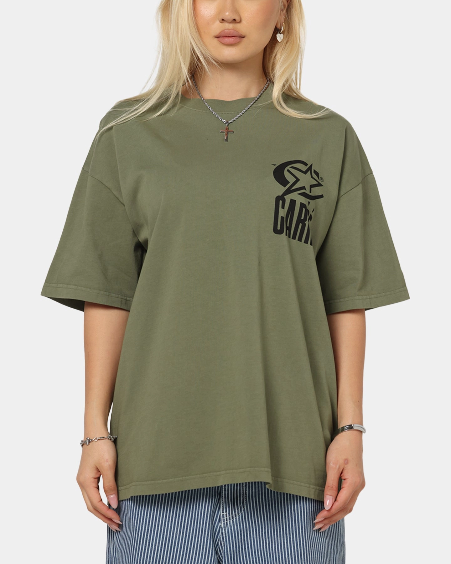 Carre C-Star Drop T-Shirt Khaki Friction Free Inner Lining Sustainable Material Blend