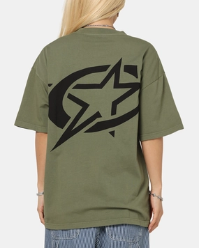 Carre C-Star Drop T-Shirt Khaki Layered Shoulder Design