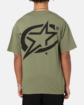 Elegant and Relaxed futuristic Carre C-Star Drop T-Shirt Khaki