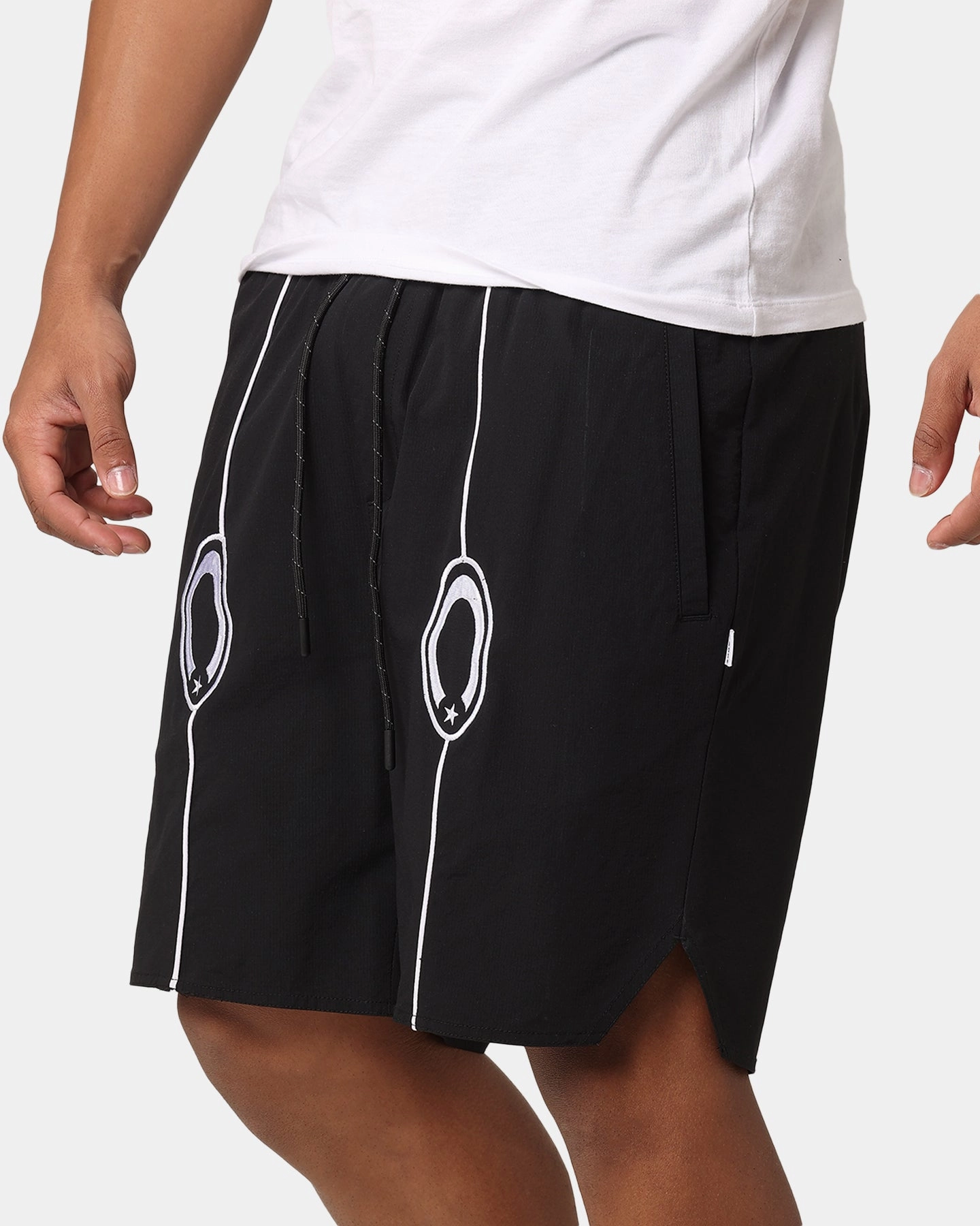 Unisex Warm Day Carre C-Star Pipe Track Shorts Black