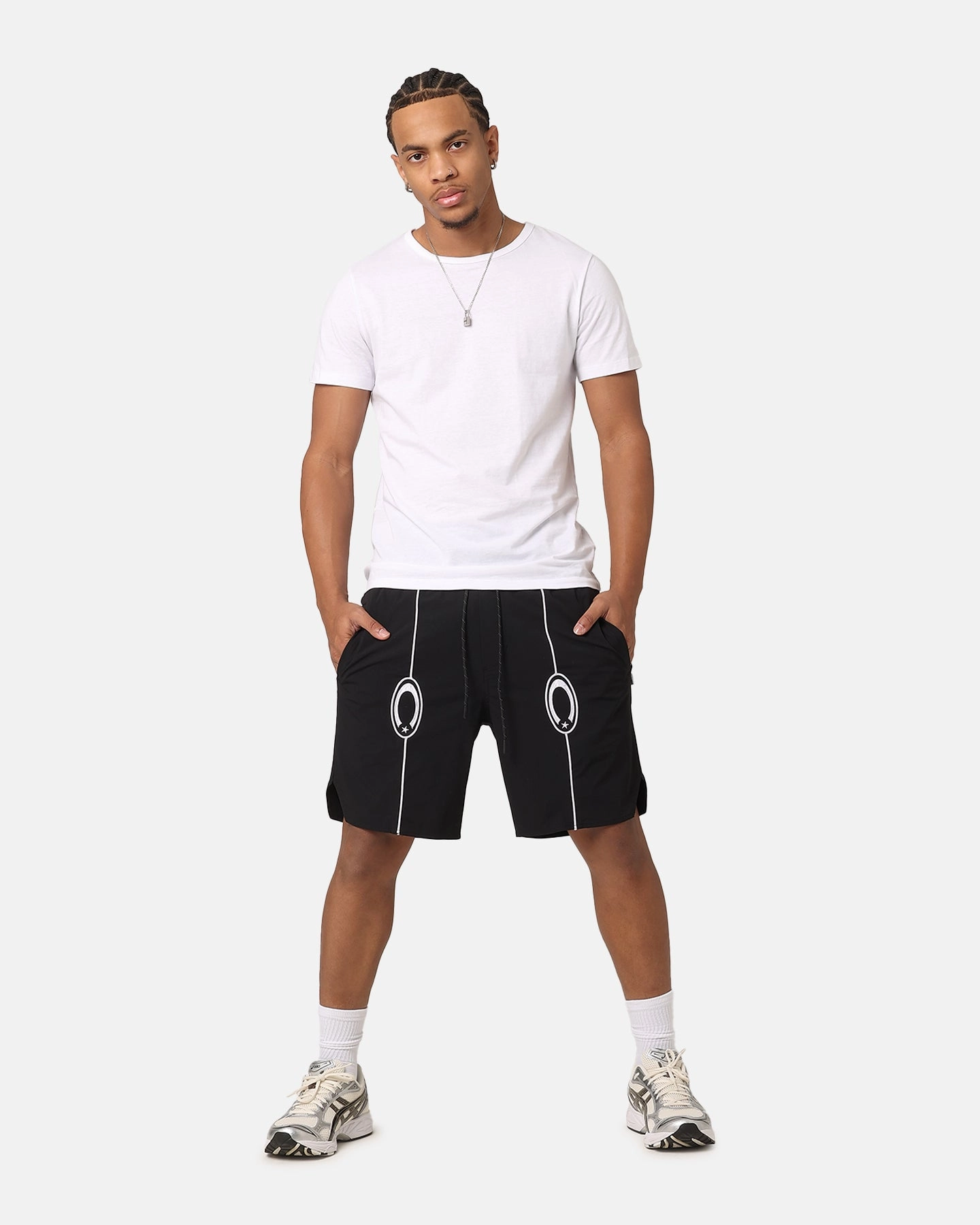 Cooling Mesh Lining Everyday Style Carre C-Star Pipe Track Shorts Black