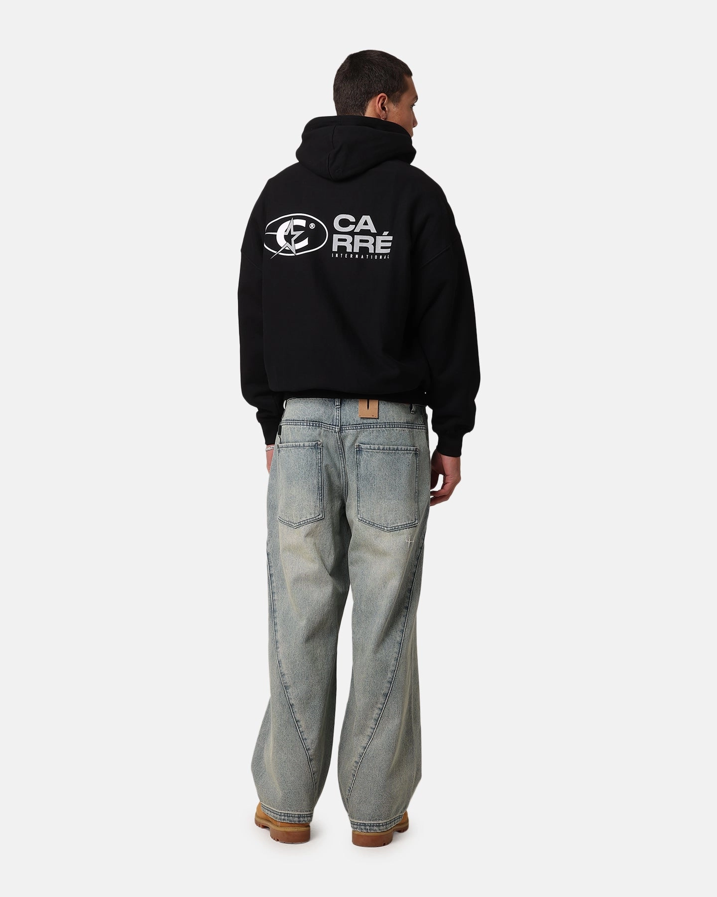 Multi Pocket Style Disseminate Carre C-Star Stack Hoodie Black