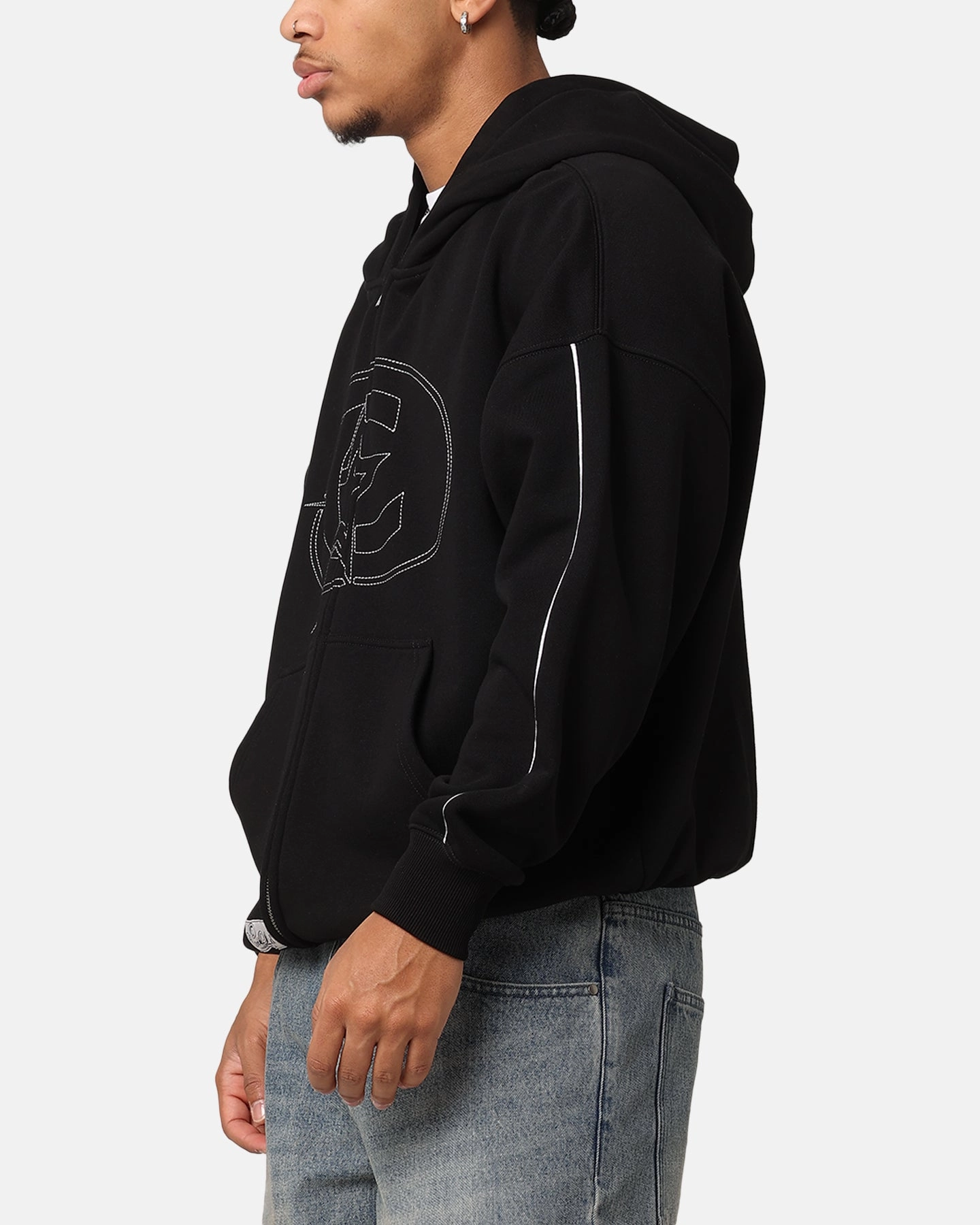 Eco-Friendly Fabric Luxury Carre C-Superstar Pipe Zip Hoodie Black