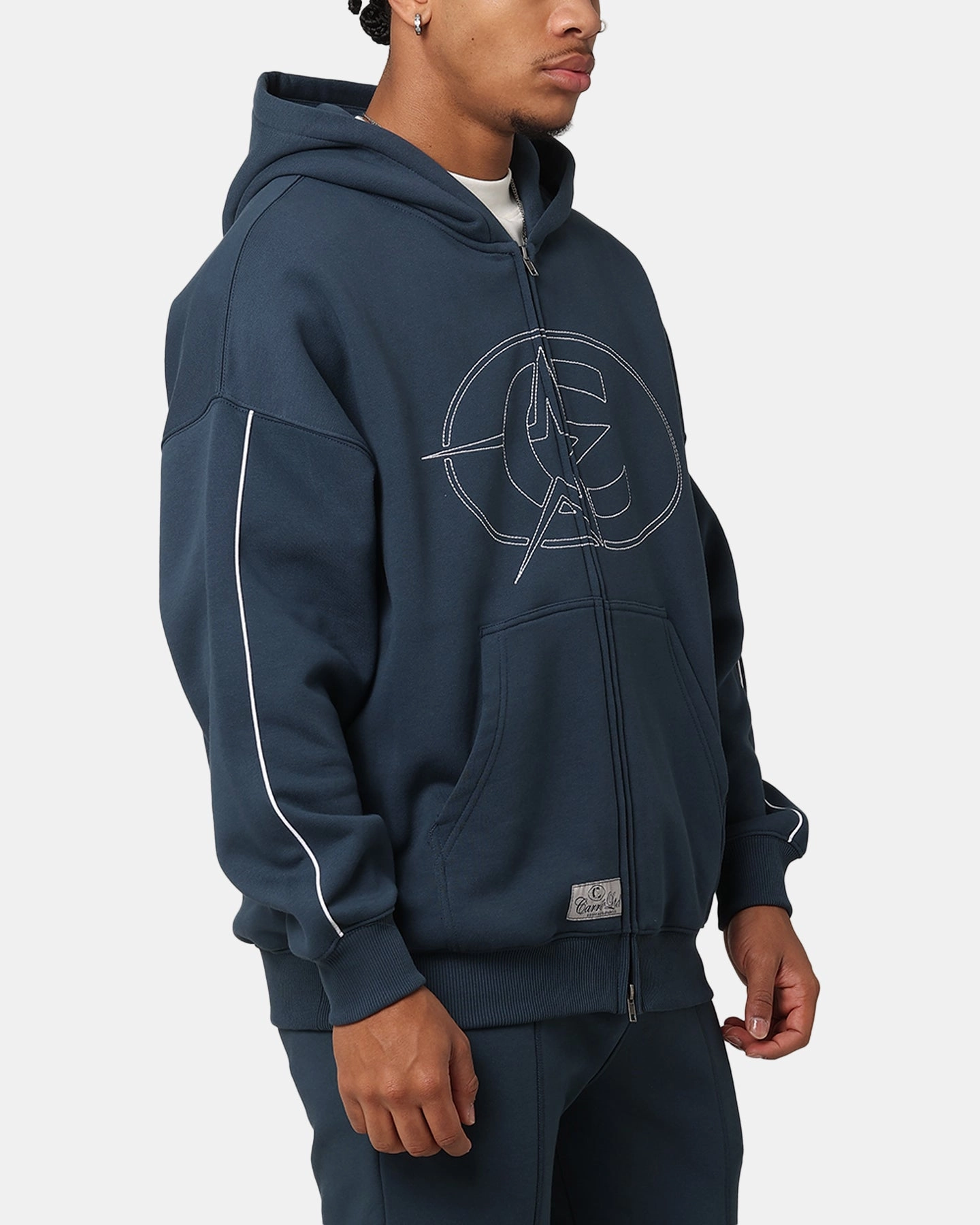 Universal Size Adaptation Relaxed Cut Carre C-Superstar Pipe Zip Hoodie Navy