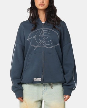 Sporty Style Temperature Regulating Carre C-Superstar Pipe Zip Hoodie Navy