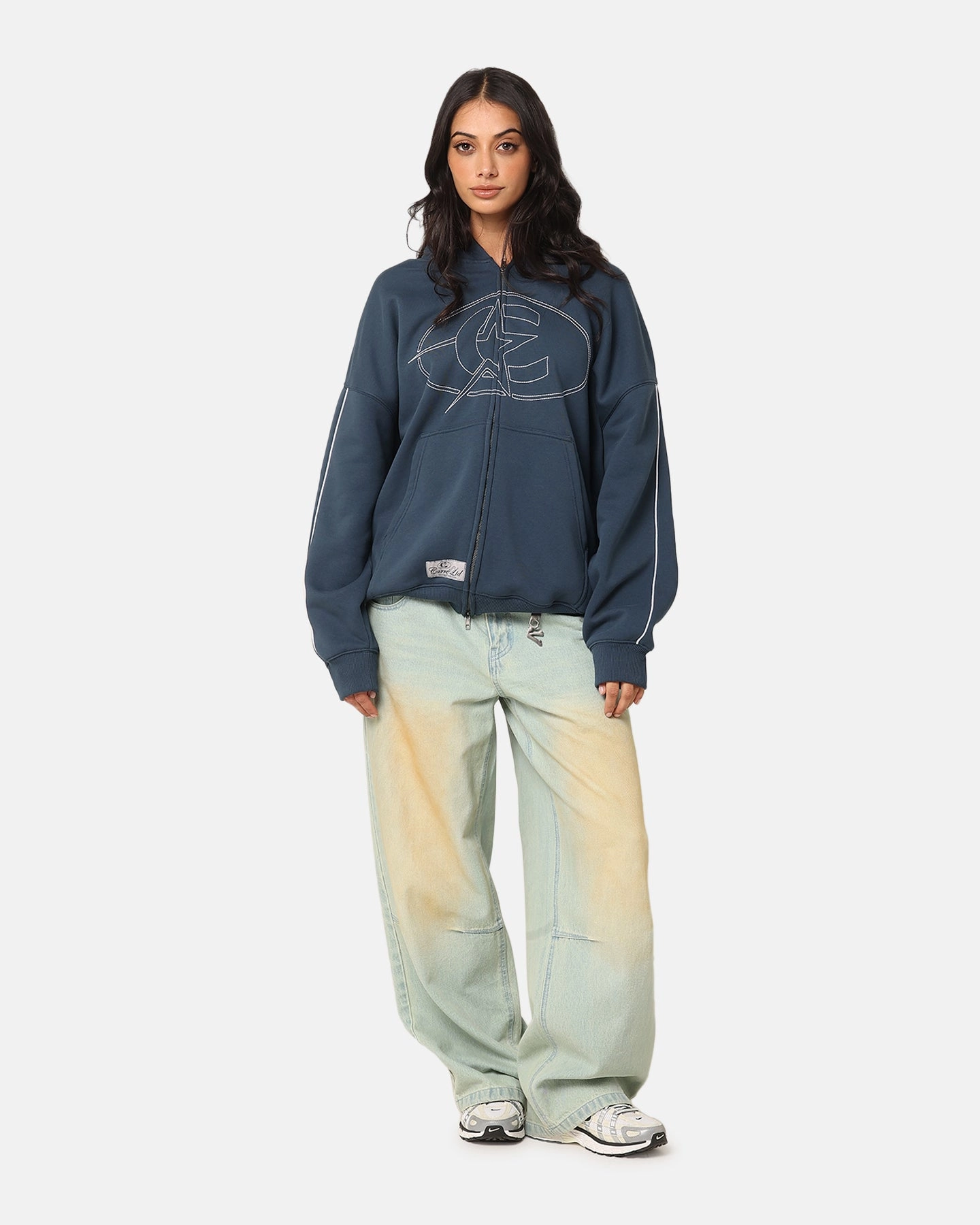 Weekend Comfort Chic Look Carre C-Superstar Pipe Zip Hoodie Navy