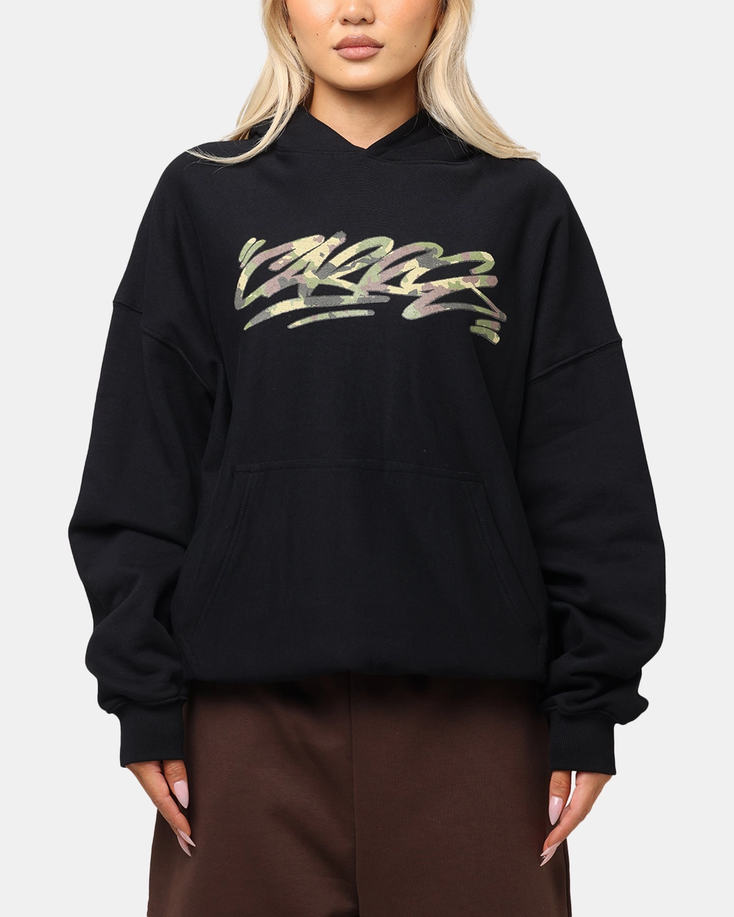 Carre Camo Script Hoodie Black painters Prevent