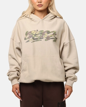 Carre Camo Script Hoodie Stone Graphic Double Layered Hood