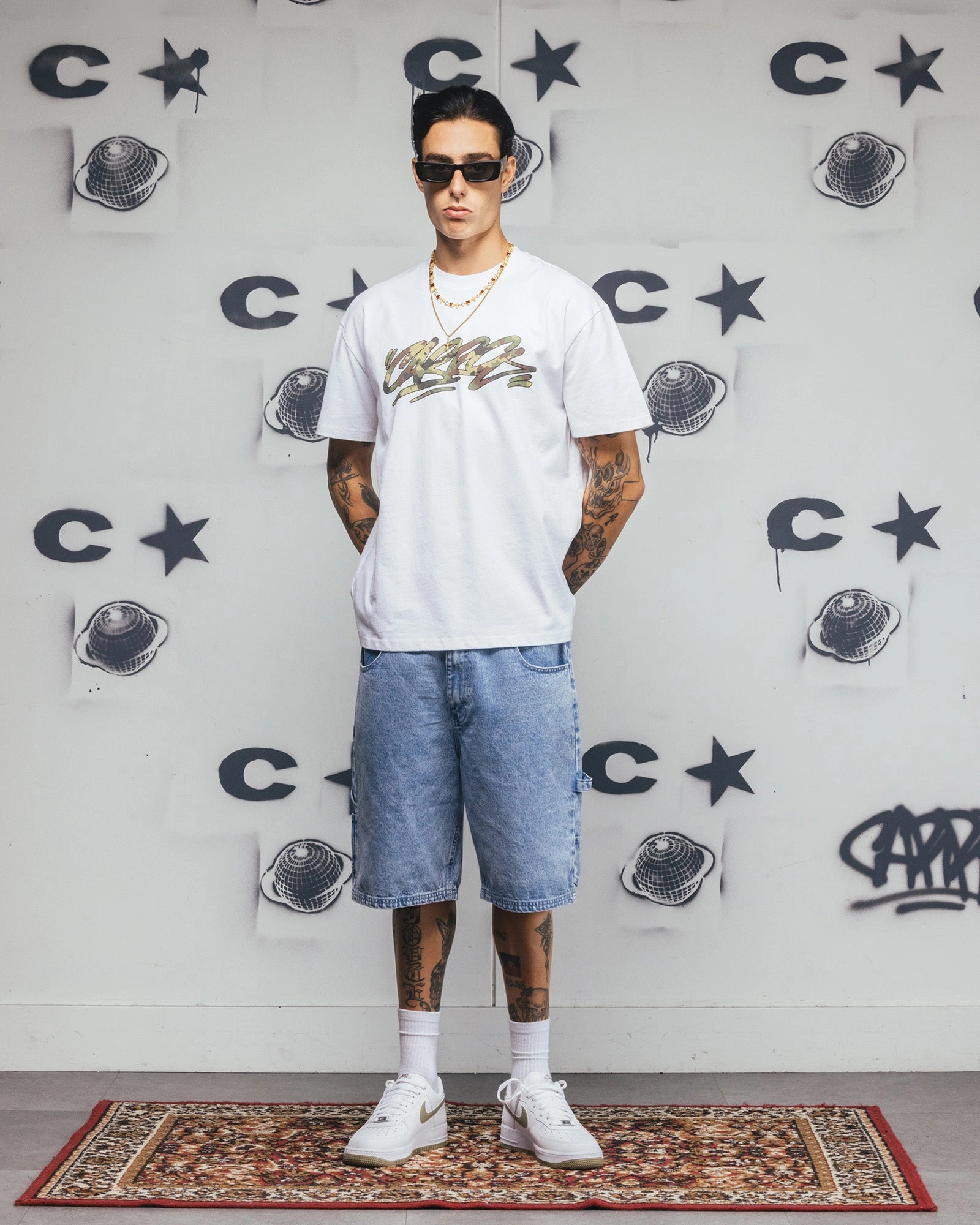 Carre Camo Script T-Shirt White Trendy Vibes Wear