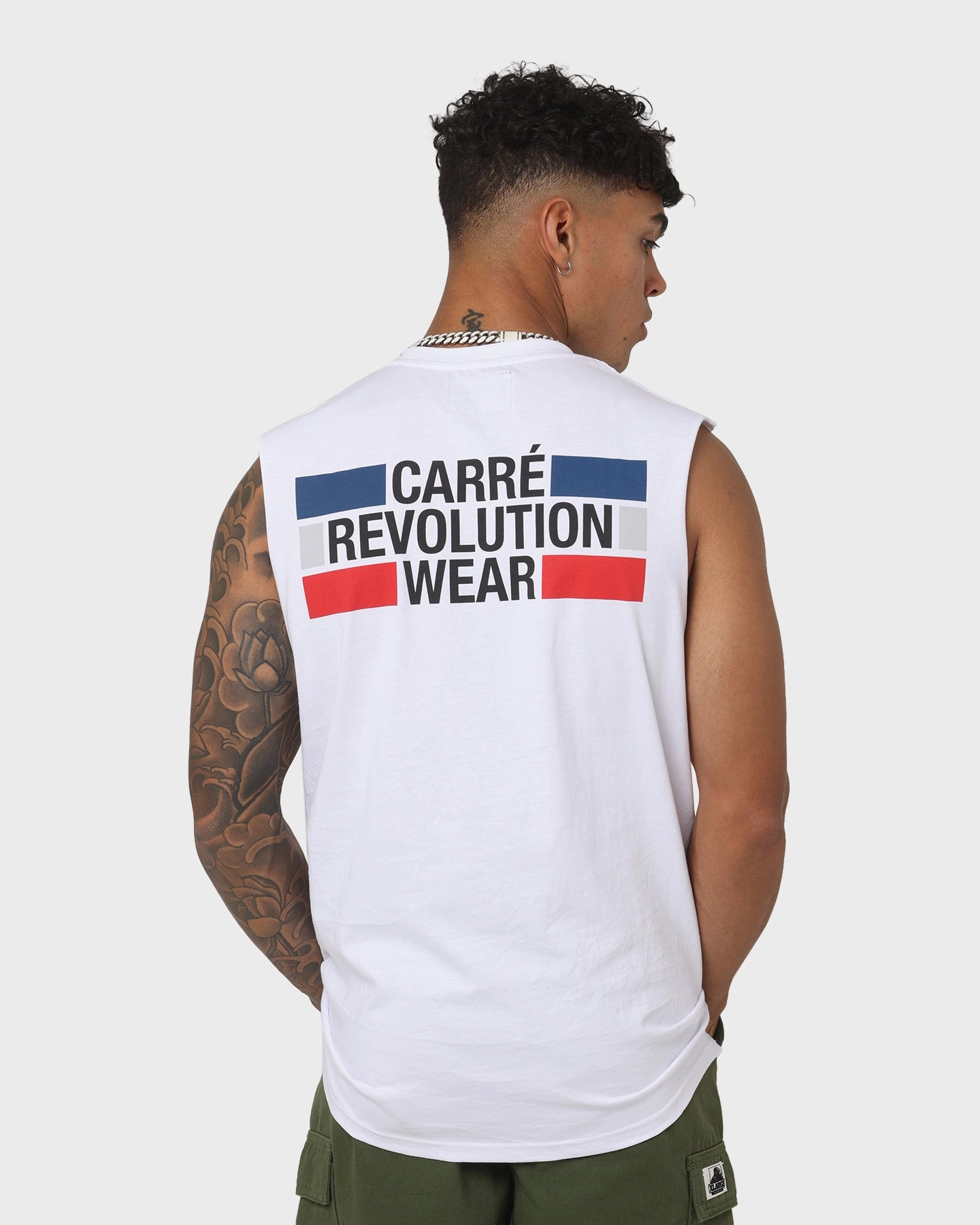 Daily Trend Look Carre Carr??-CRV Muscle T-Shirt White