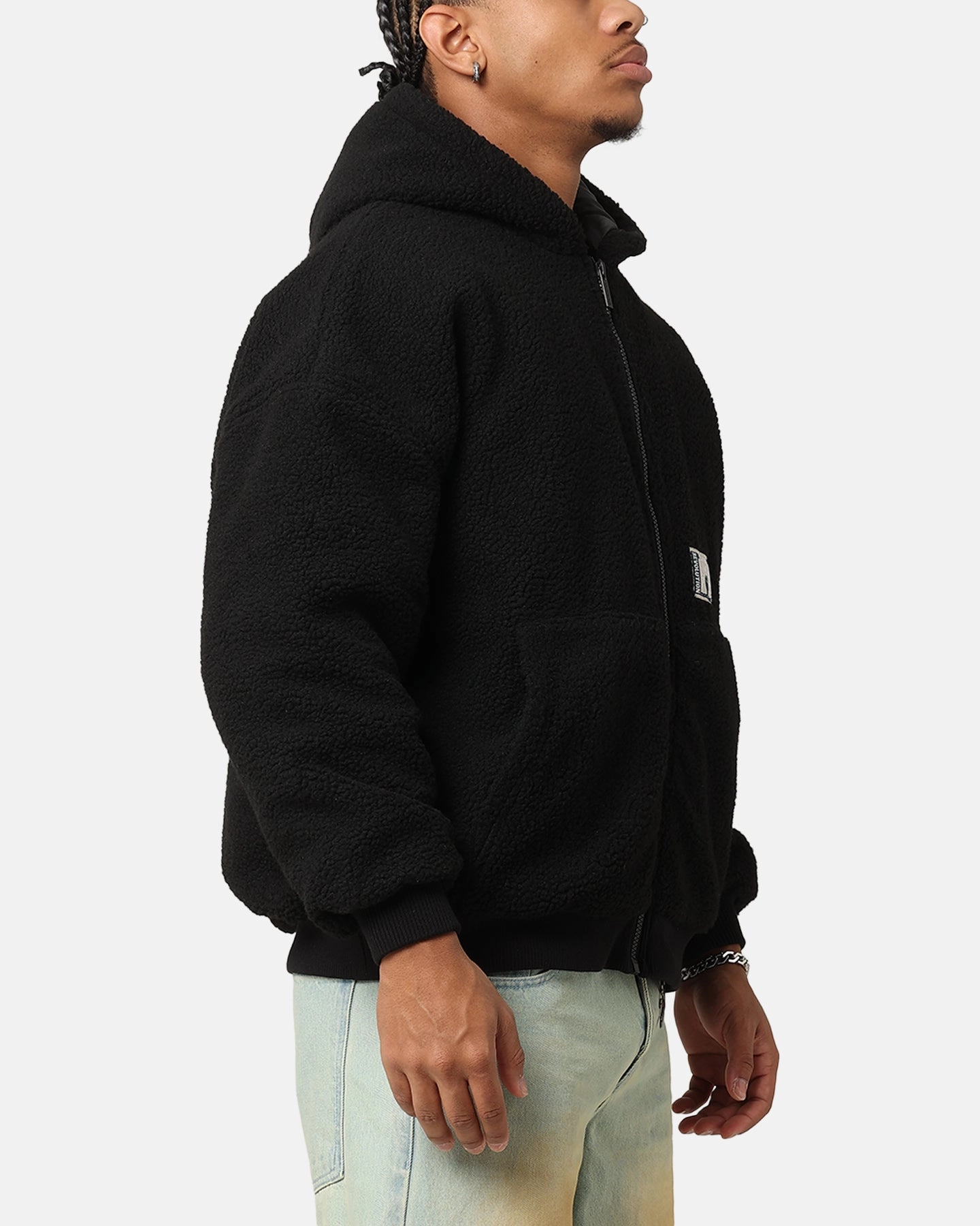 Indoor Abrasion Resistant Material Carre Classic Sherpa Jacket Black