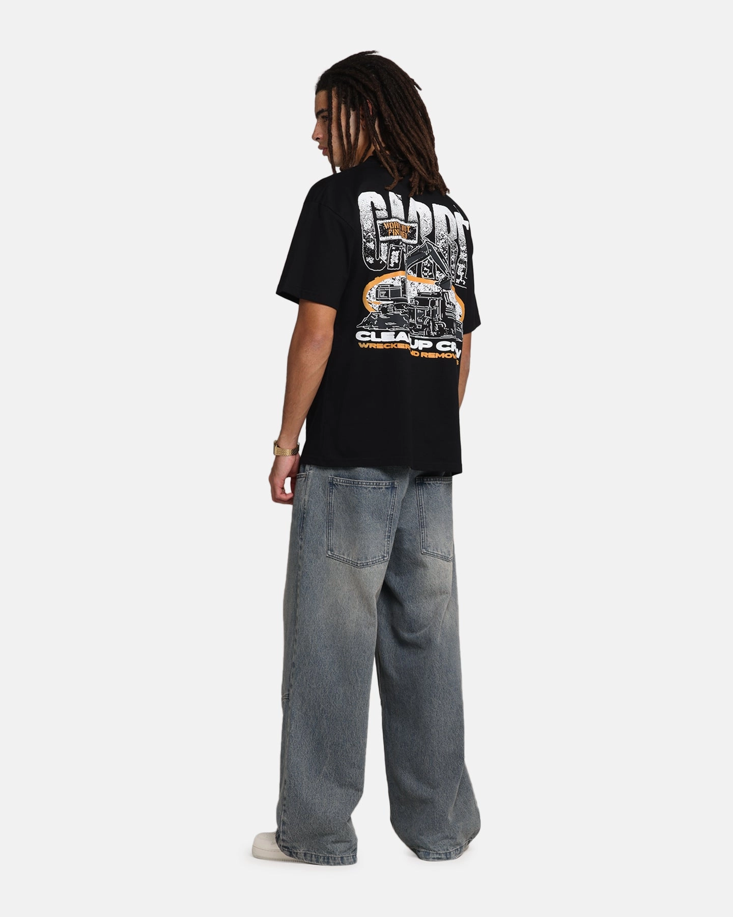 Carre Clean Up Crew T-Shirt Black Non Toxic Printing Long sleeved warmth