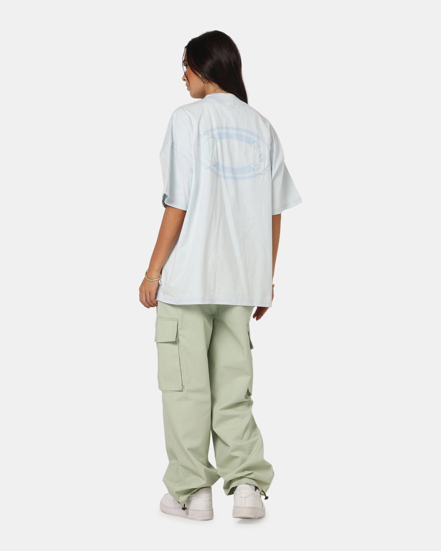 Slim Fit Cut Carre Con Star Oversized T-Shirt Baby Blue