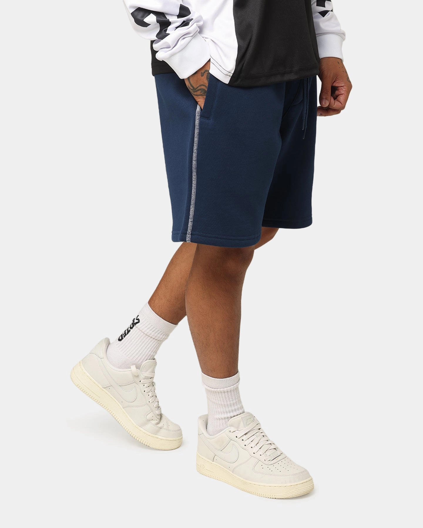 Moisture Wicking Material Carre Corrupt Sweat Shorts Navy