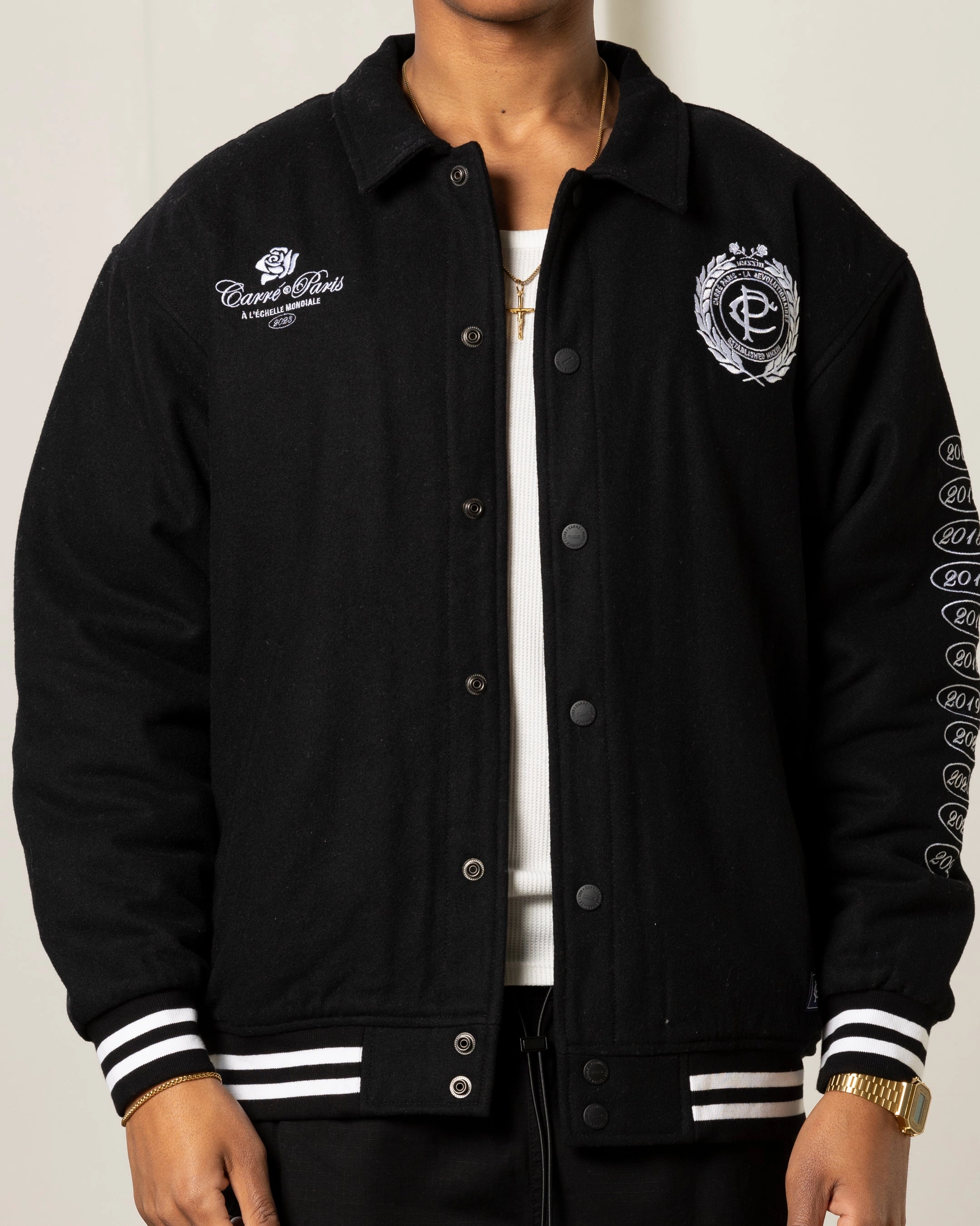 Layered Collar Design Carre Decade Jacket Black