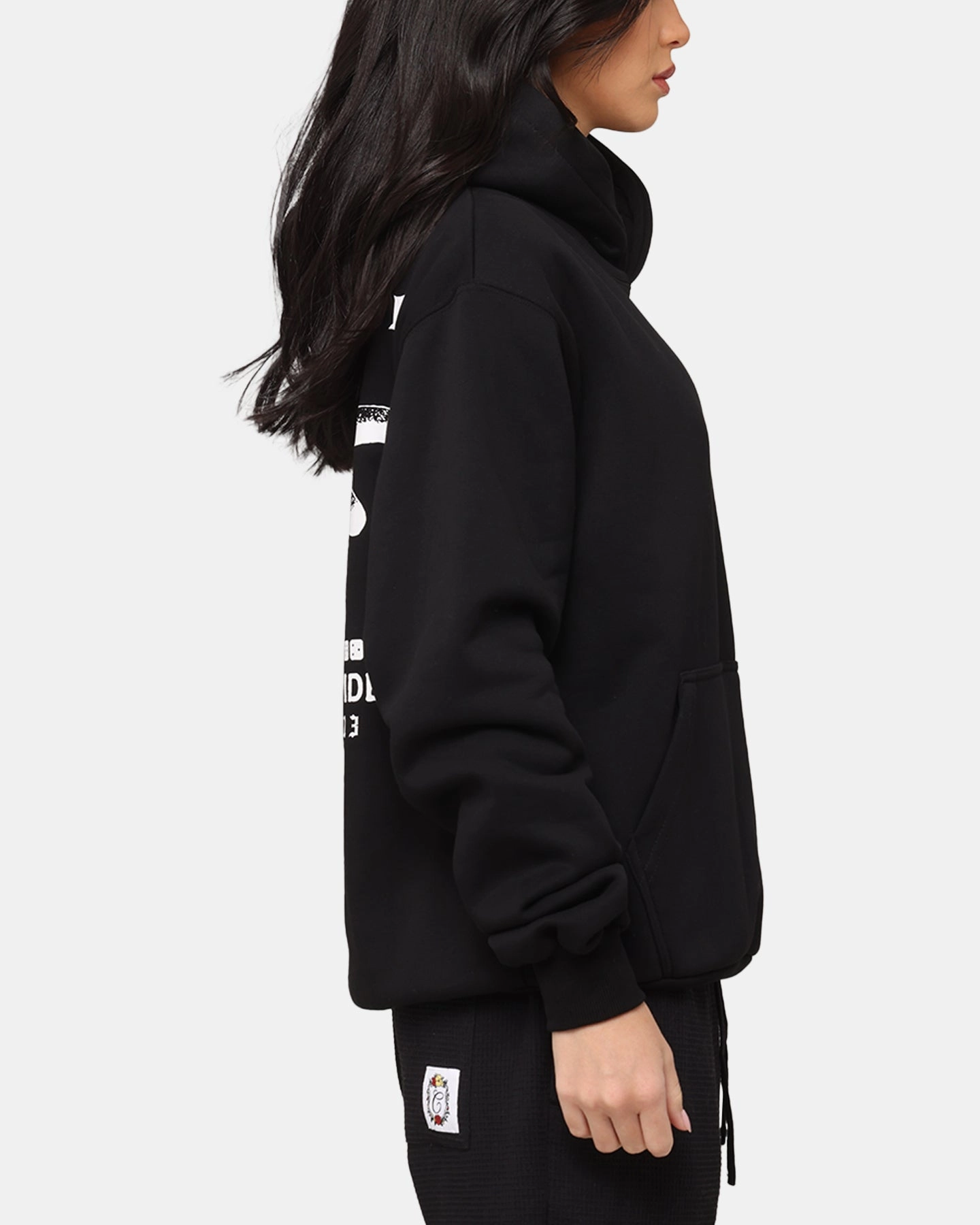 Warm and Practical Winter Coat Carre Dice Club Hoodie Black