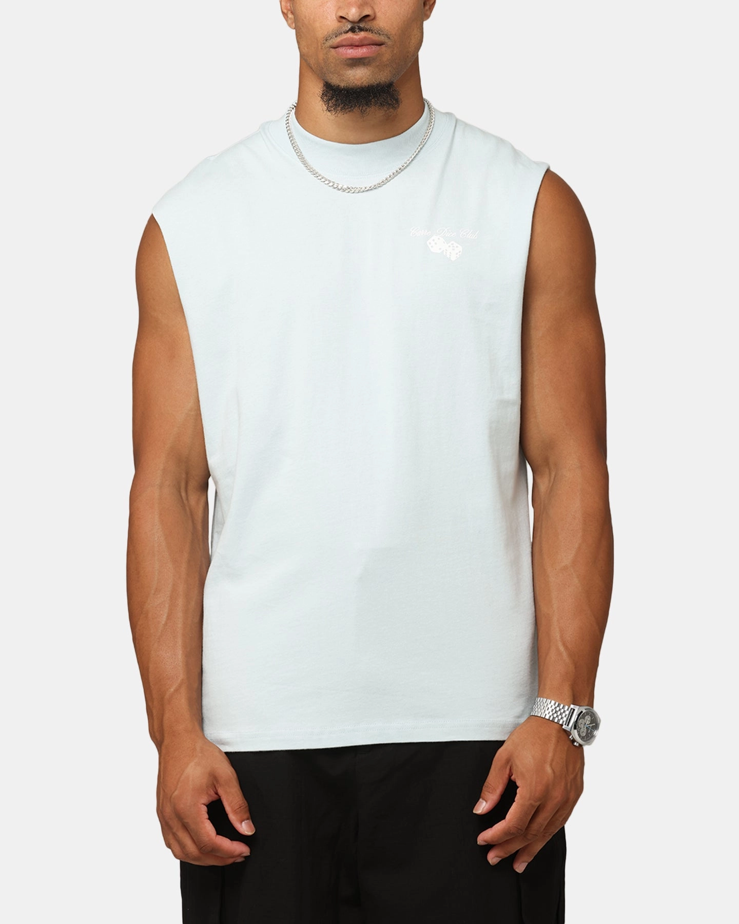 Anti Perspiration Lining Carre Dice Club Muscle T-Shirt Light Blue
