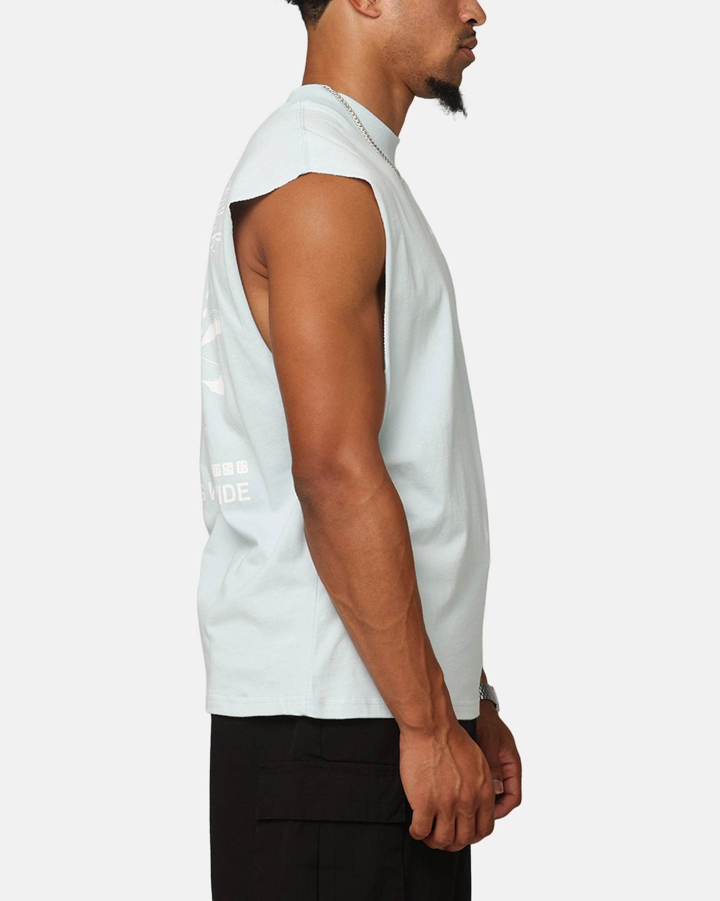 Relaxed Design Carre Dice Club Muscle T-Shirt Light Blue