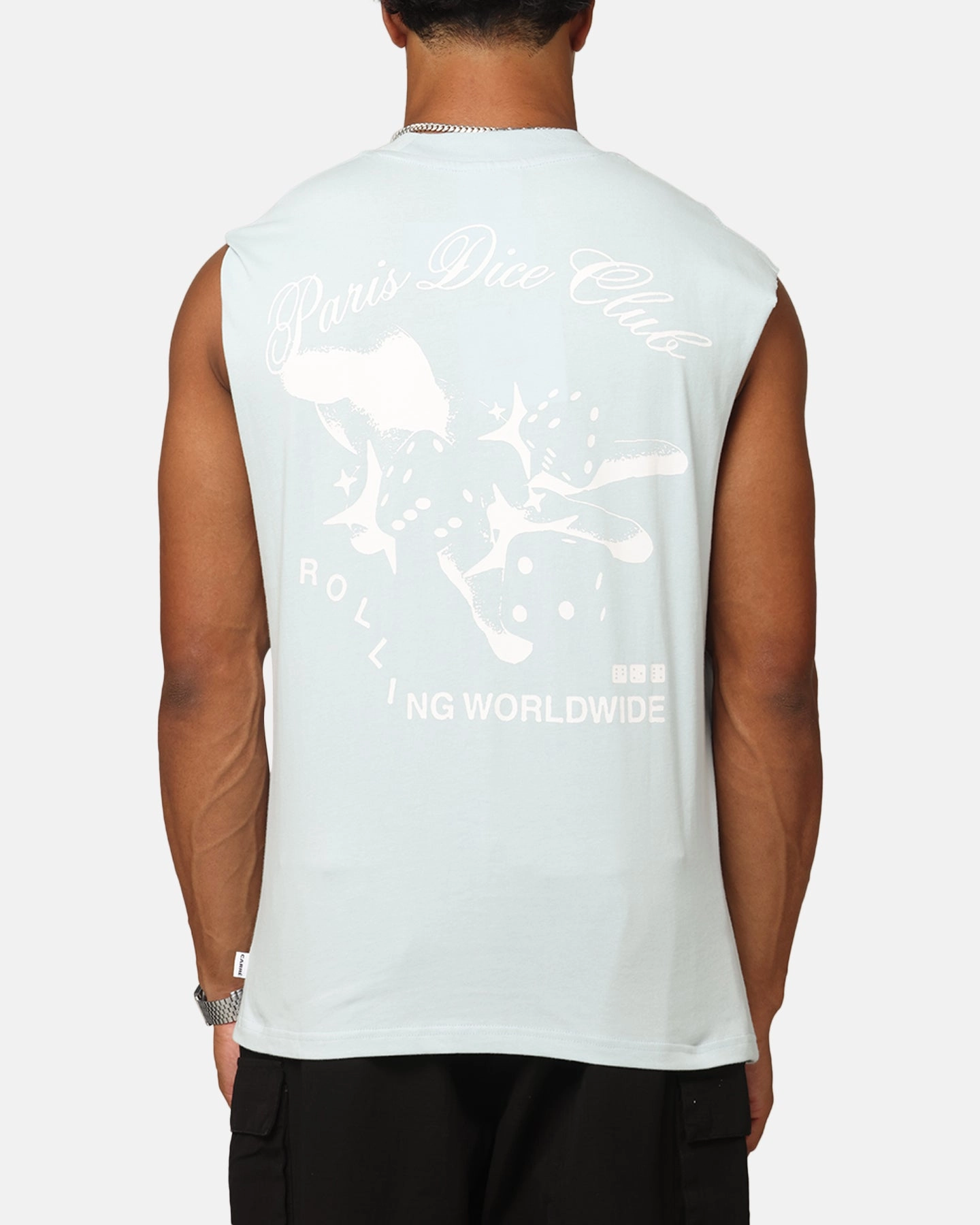 Fashionable Layer Carre Dice Club Muscle T-Shirt Light Blue
