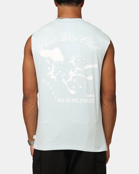 Fashionable Layer Carre Dice Club Muscle T-Shirt Light Blue